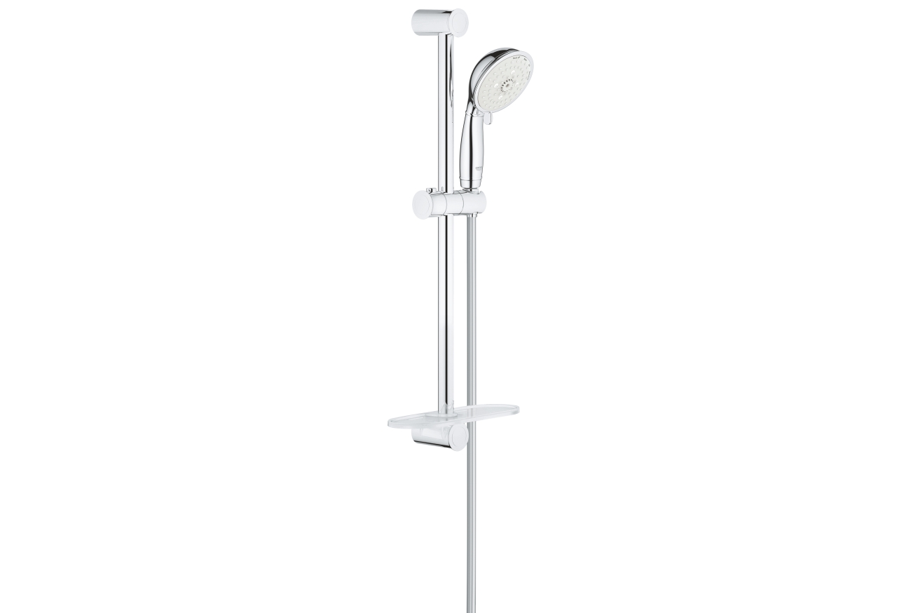Душевой гарнитур GROHE Tempesta Rustic 100 с мыльницей, 4 режима струи, душевая штанга 600 мм, 9,5 л/мин, хром (26086001)