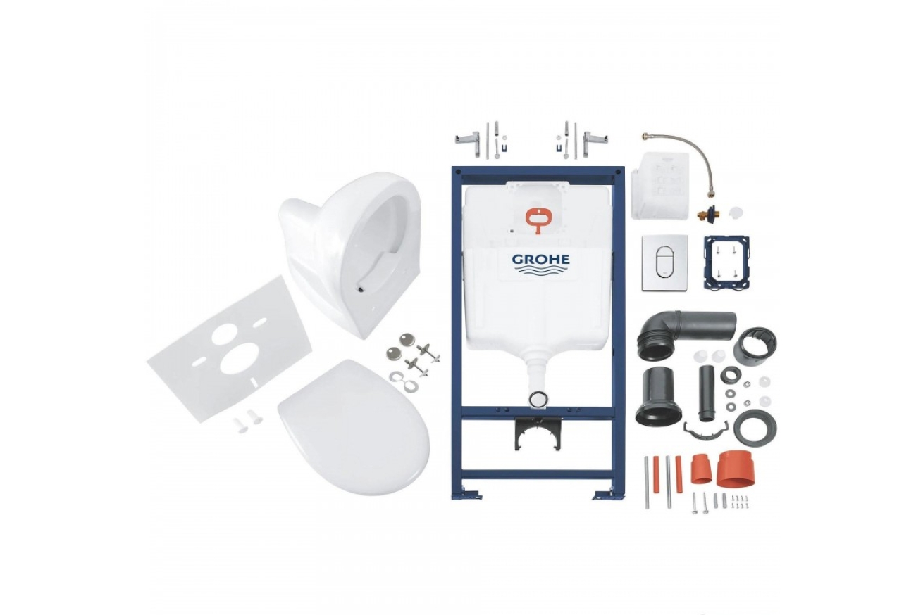 Система инсталляции GROHE Rapid SL с подвесным унитазом Bau Ceramic и сиденьем (36500000)