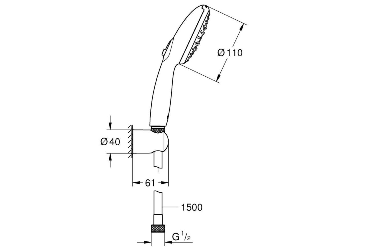Душевой набор GROHE Tempesta 110, 3 режима, 1500 мм, 7,4 л/мин, хром (26920003)