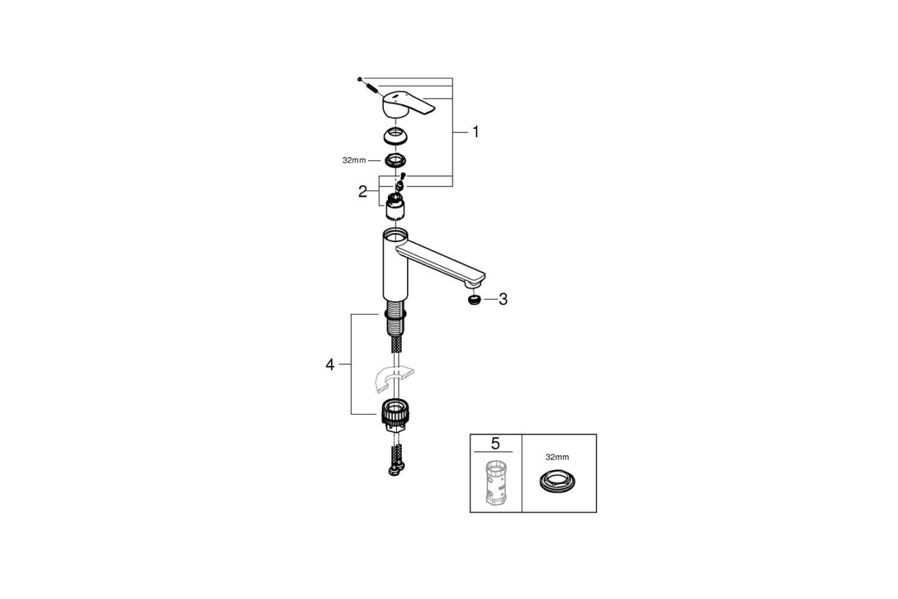 Смеситель для кухни GROHE Eurosmart, суперсталь (30463DC0)