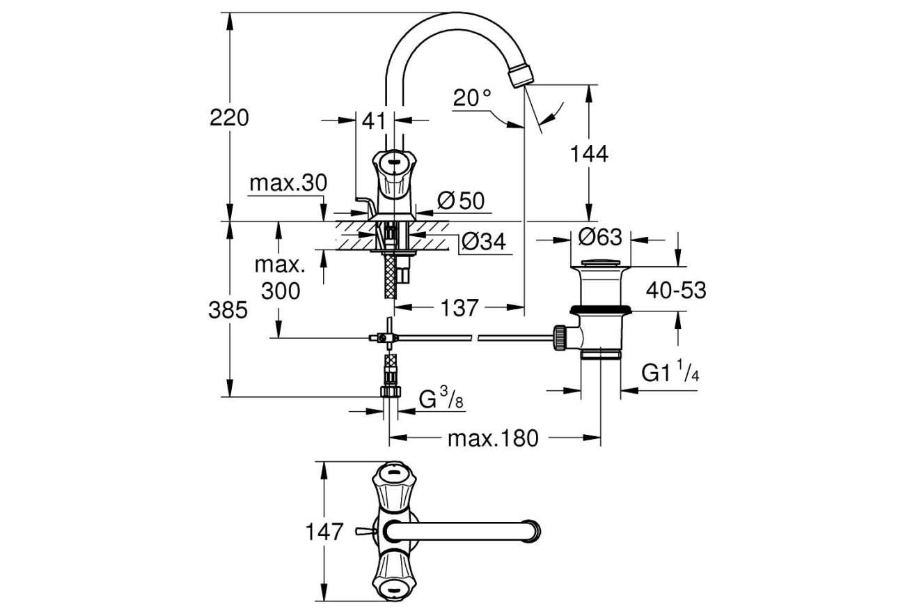 Смеситель для раковины GROHE Costa L, хром (21375001)