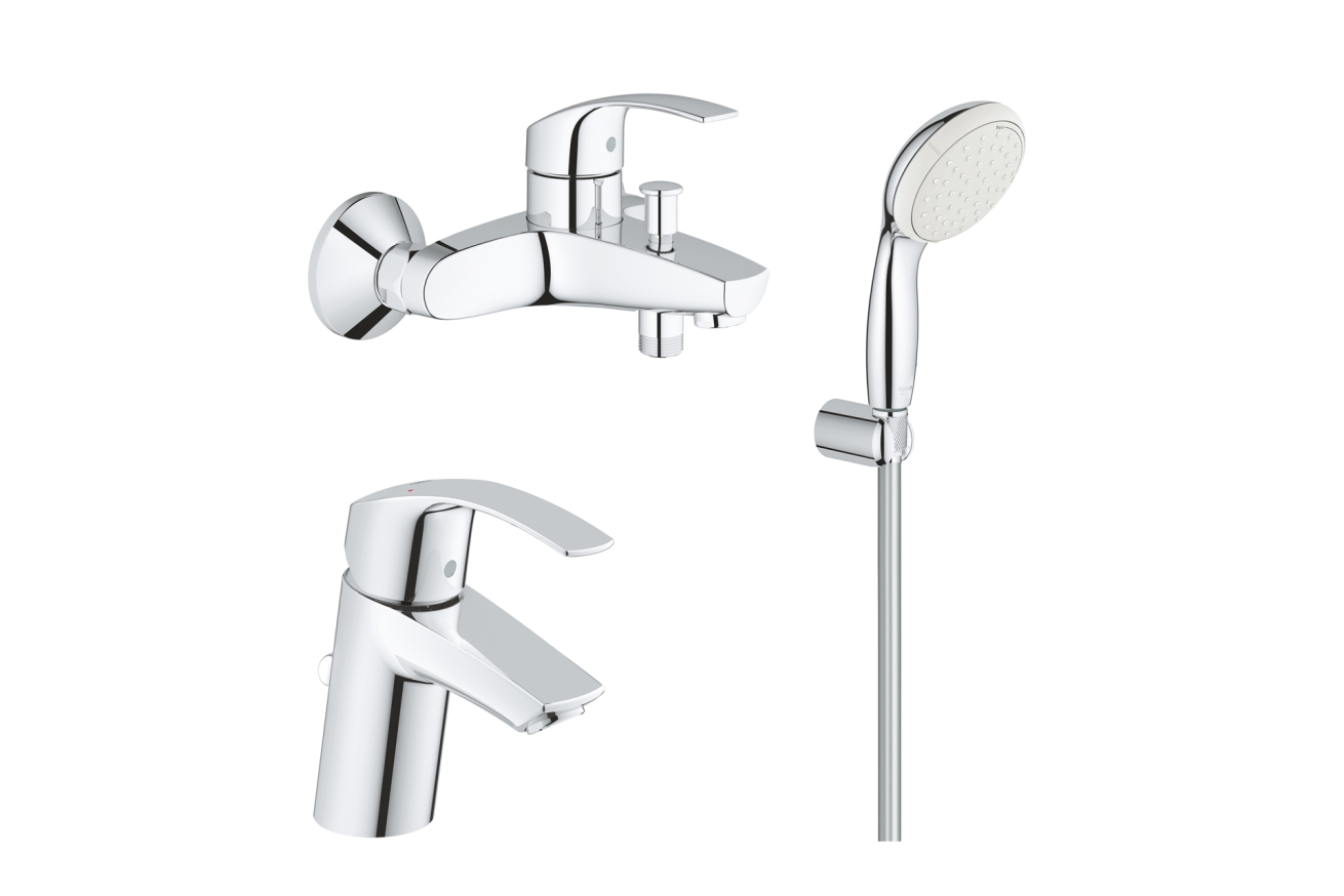 Комплект смесителей GROHE Eurosmart с душевым набором, хром (NB0068)