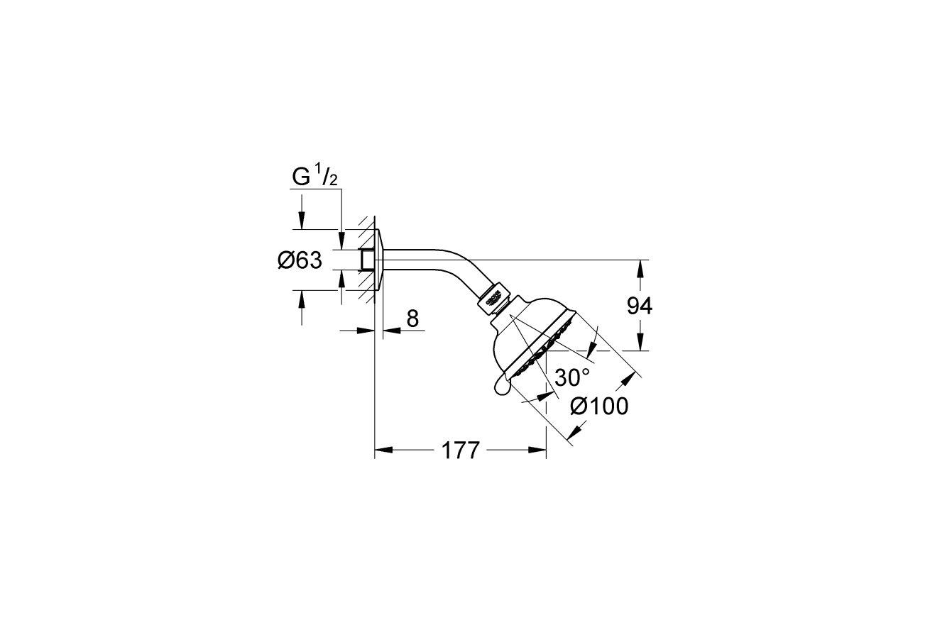 Верхний душ GROHE New Tempesta Rustic 100 IV, 4 режима, хром (26089001)