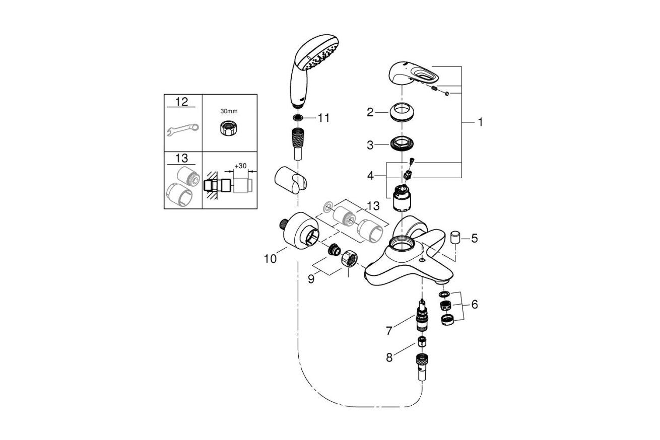 Смеситель для ванны GROHE Eurostyle, хром (3359230A)