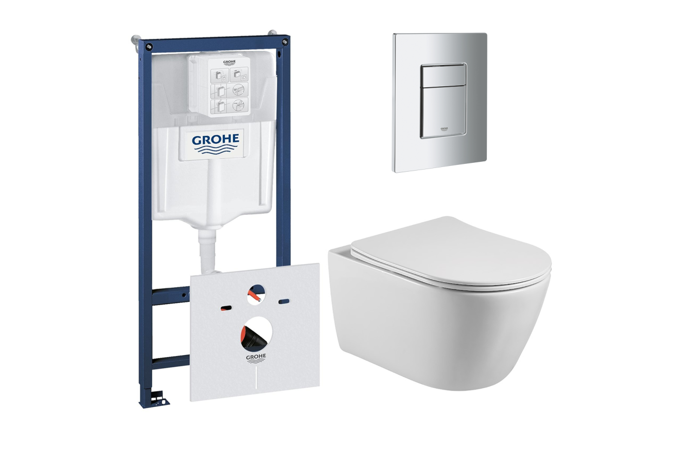 Комплект инсталляции GROHE 38775001 с унитазом Aquatek БЕТТА и сиденьем с микролифтом (NW0186)