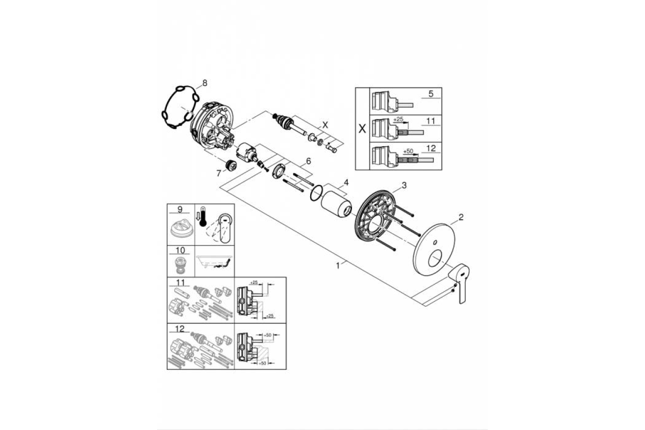 Внешняя часть смесителя для ванны GROHE Lineare, хром (24064001)