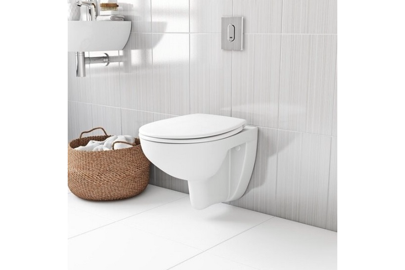 Унитаз GROHE Bau Ceramic подвесной ободковый с сиденьем без микролифта, альпин-белый (39497000)