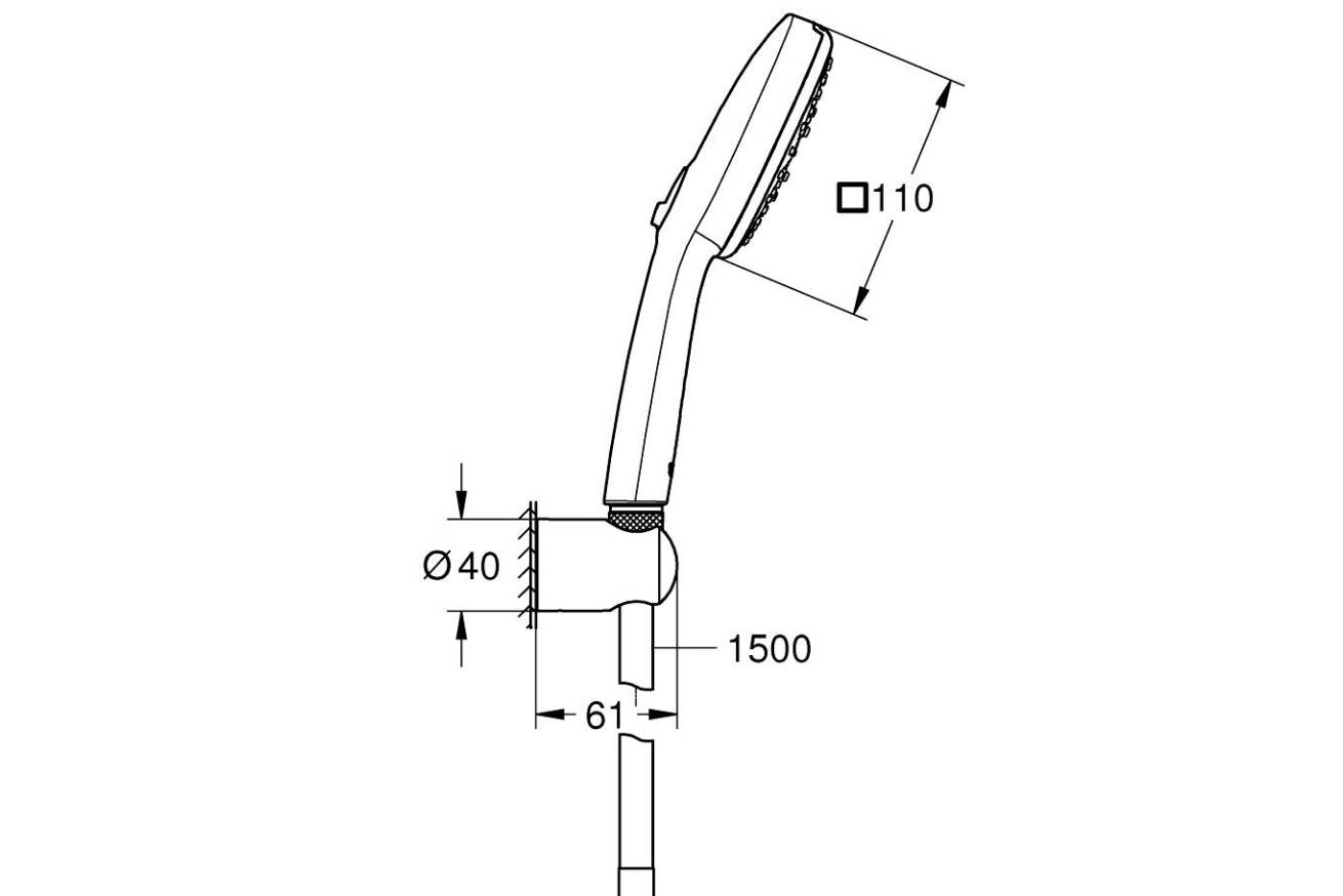 Душевой набор GROHE Tempesta Cube 110, 3 режима, 1500 мм, 7,4 л/мин, черный матовый (275882433)