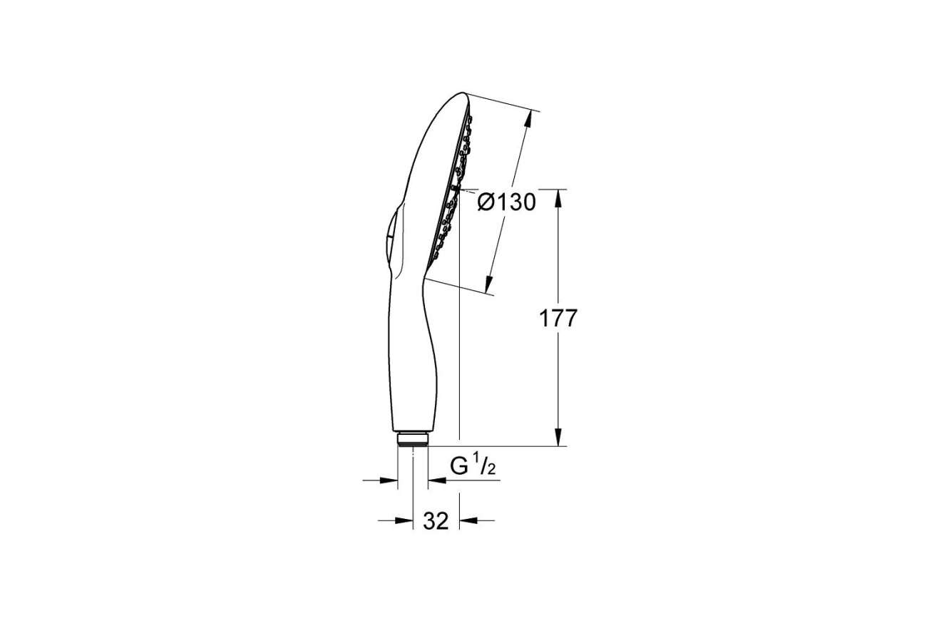 Ручной душ GROHE Power&Soul 130, 4 режима, хром/серый (27673000)