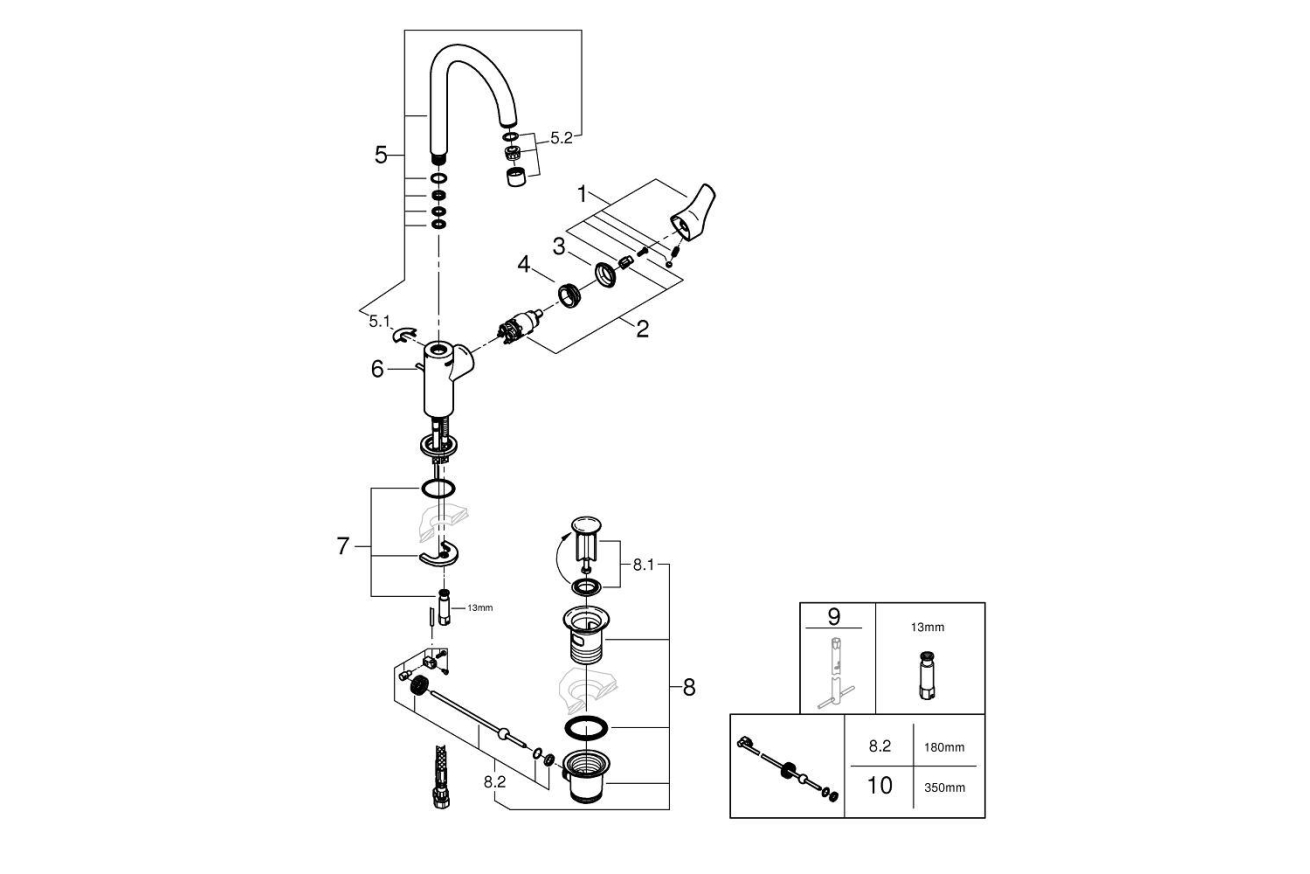 Смеситель для раковины GROHE Eurosmart, L-size, хром (23537003)