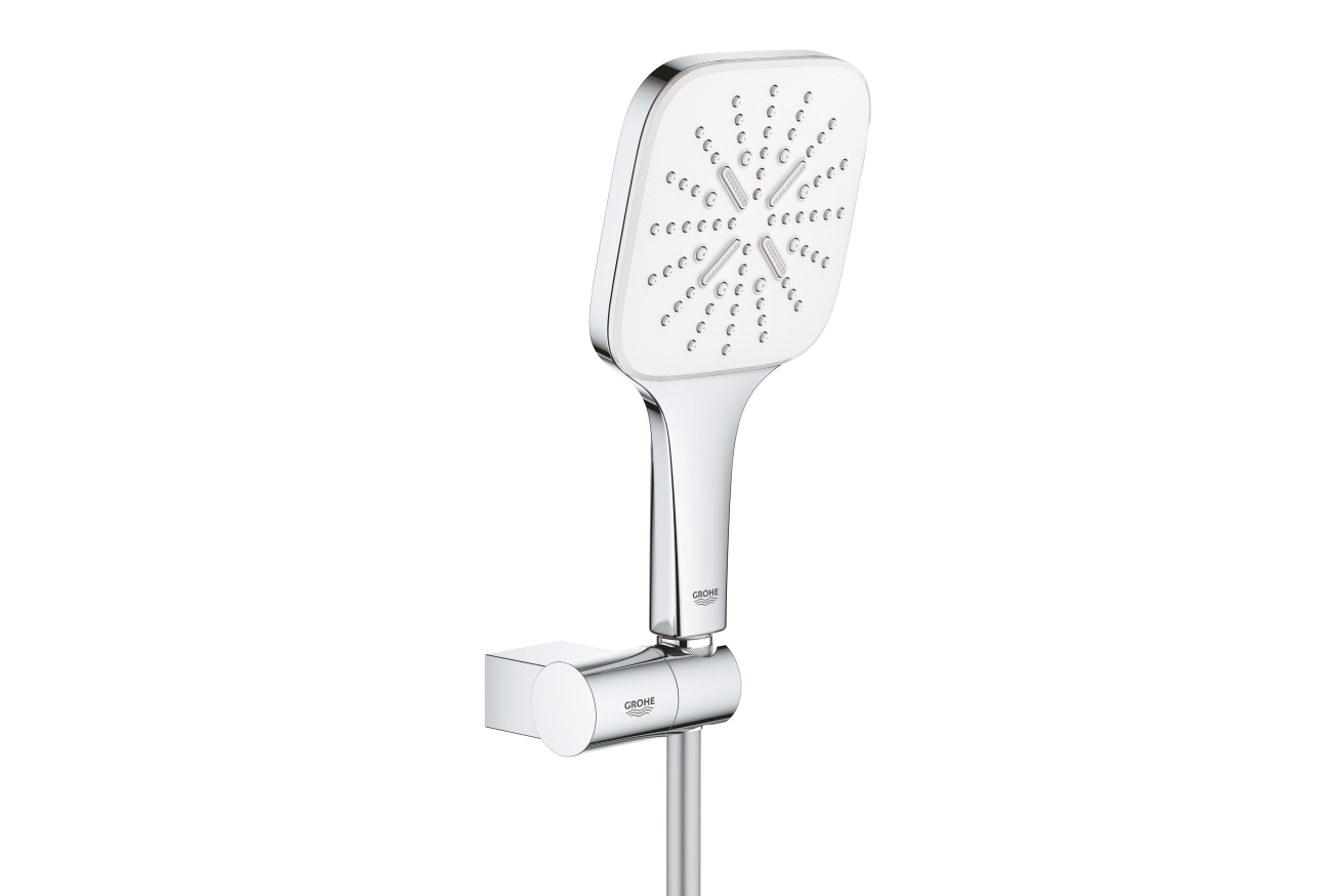 Душевой набор GROHE Rainshower SmartActive 130 Cube, 3 режима, 1500 мм, 9,5 л/мин, белая луна (26588LS0)
