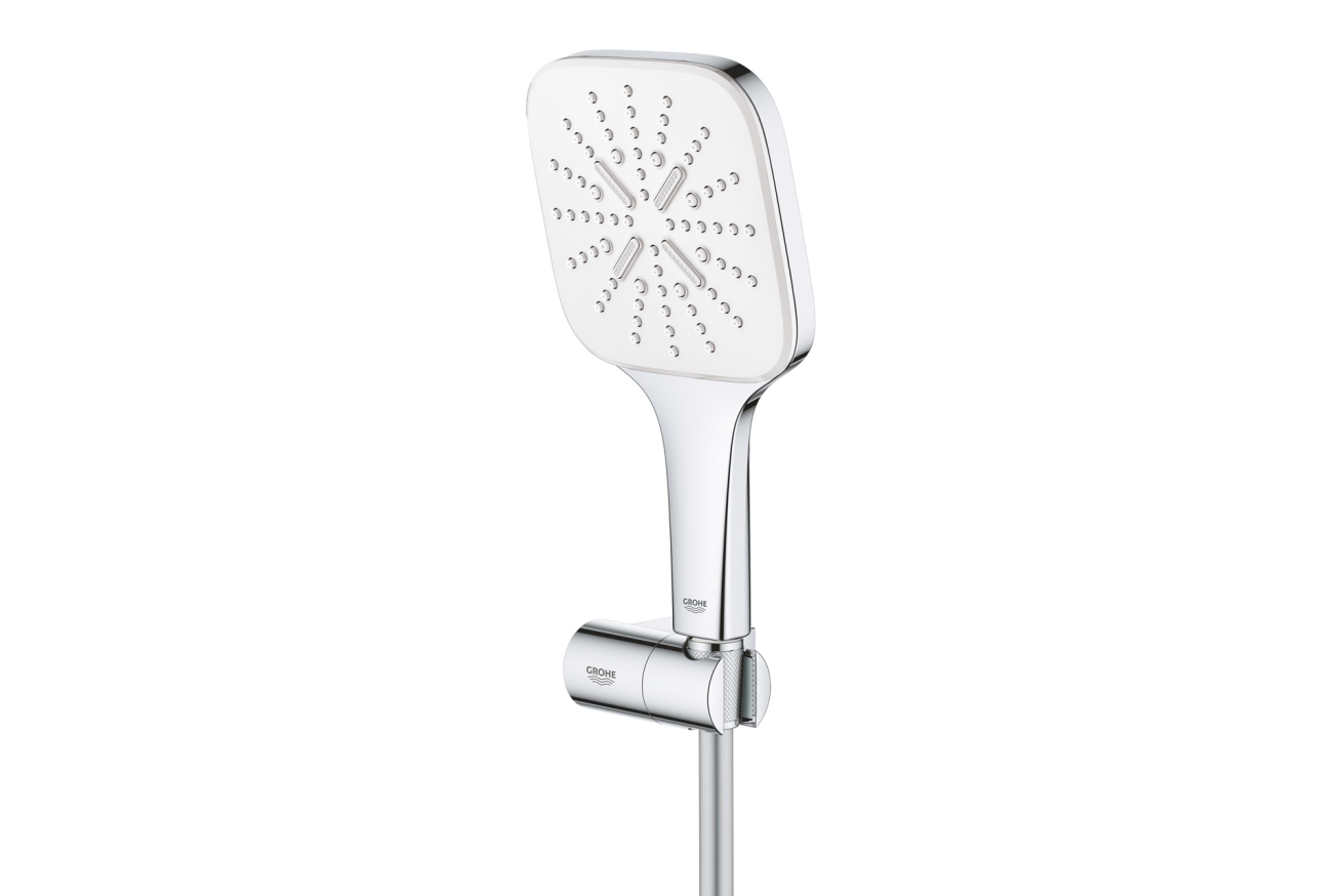 Душевой набор GROHE Rainshower SmartActive 130 Cube, 3 режима, 1500 мм, 9,5 л/мин, белая луна (26588LS0)