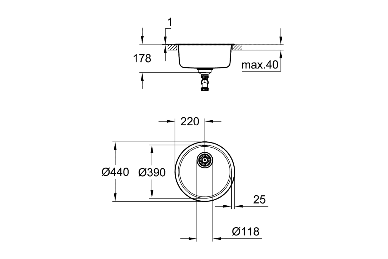 Мойка GROHE K200 Sink с одной чашей, нержавеющая сталь (31720SD0)