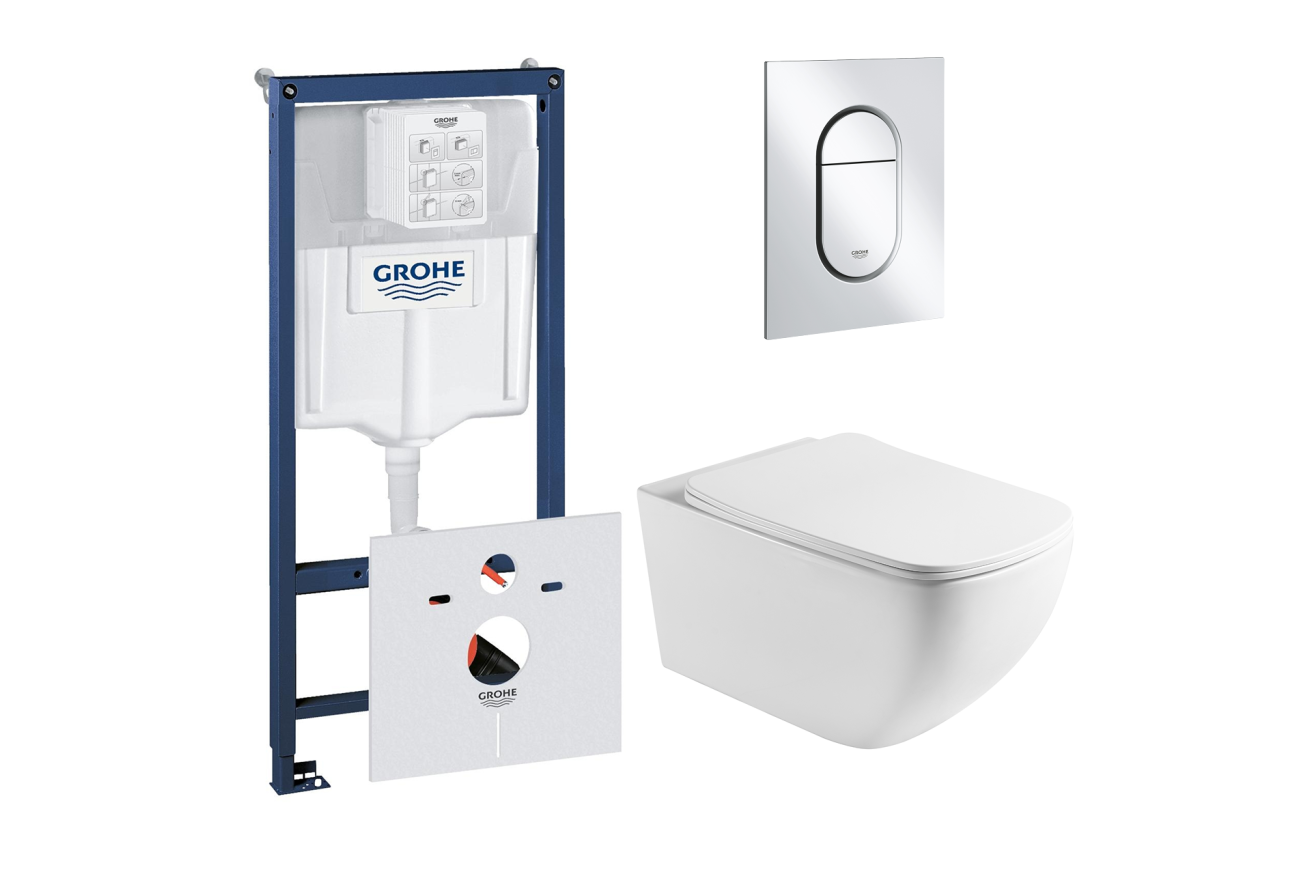 Комплект инсталляции GROHE Rapid SL NW0145/S с унитазом Aquatek МЕДЕЯ AQ1537T-00 и сиденьем с микролифтом (NW0346)