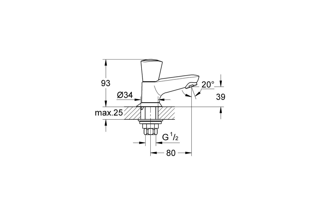 Кран для раковины GROHE Costa S, без функции смешивания, хром (20405001)