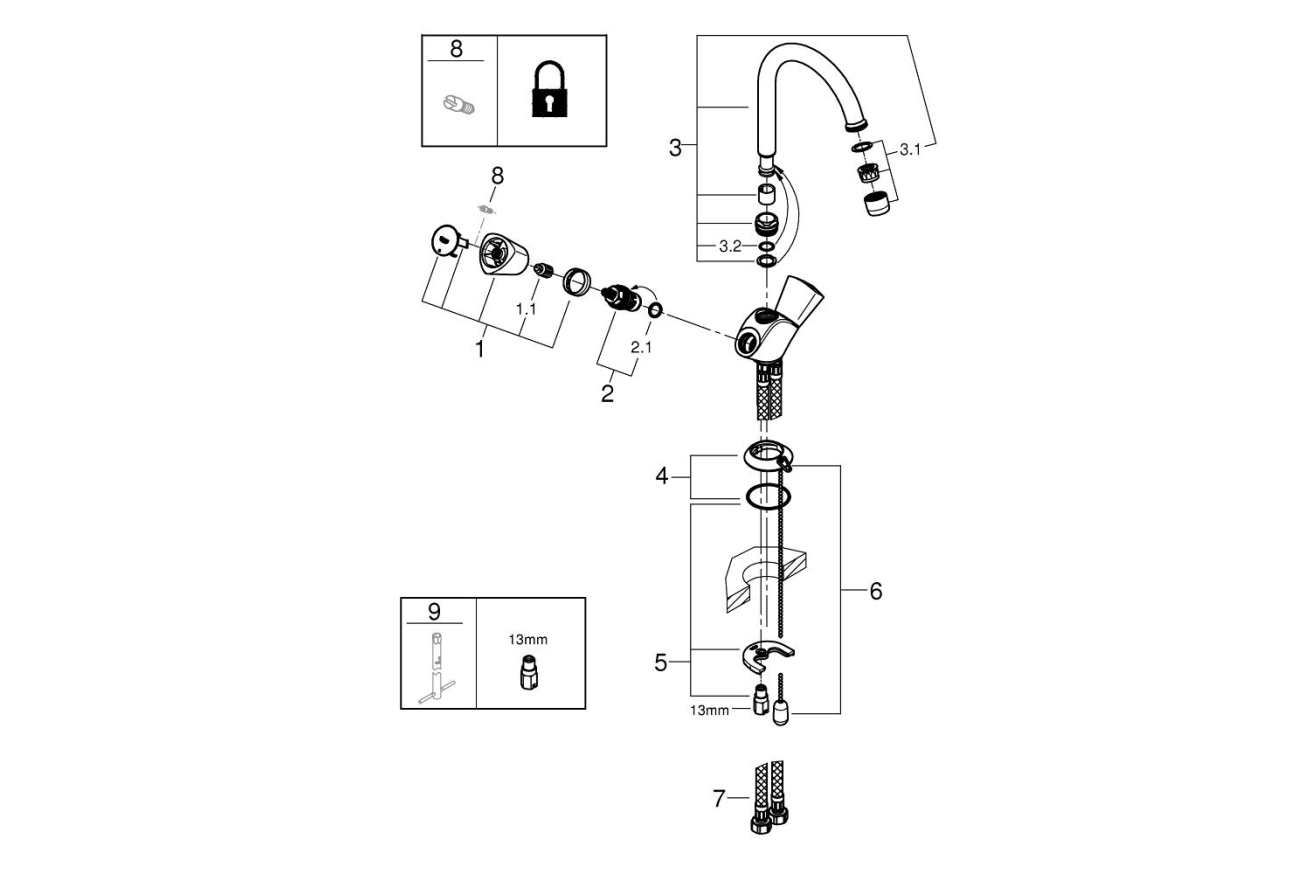 Смеситель для раковины GROHE Costa S, хром (21338001)