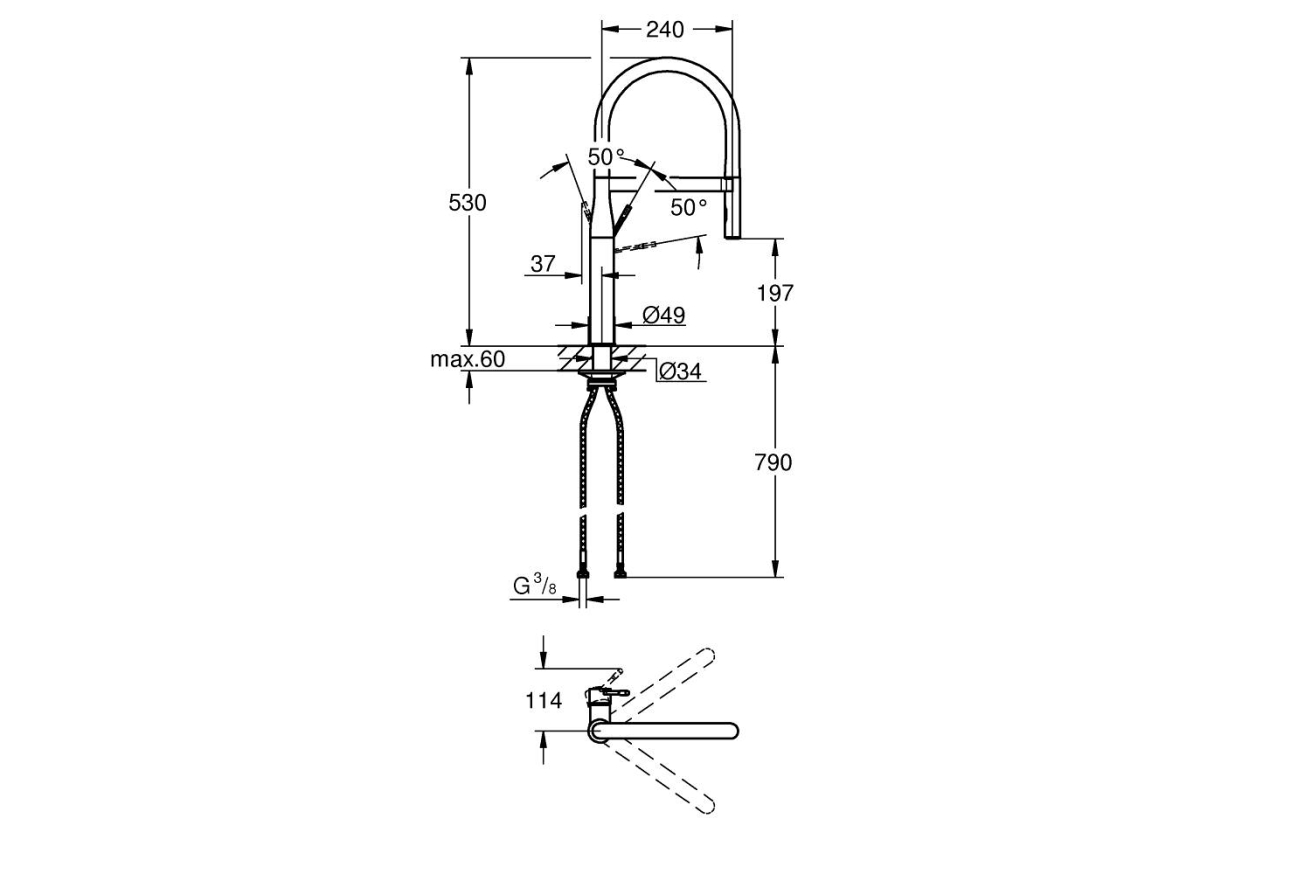 Смеситель для кухни GROHE Essence, фантомный черный (30503KF0)