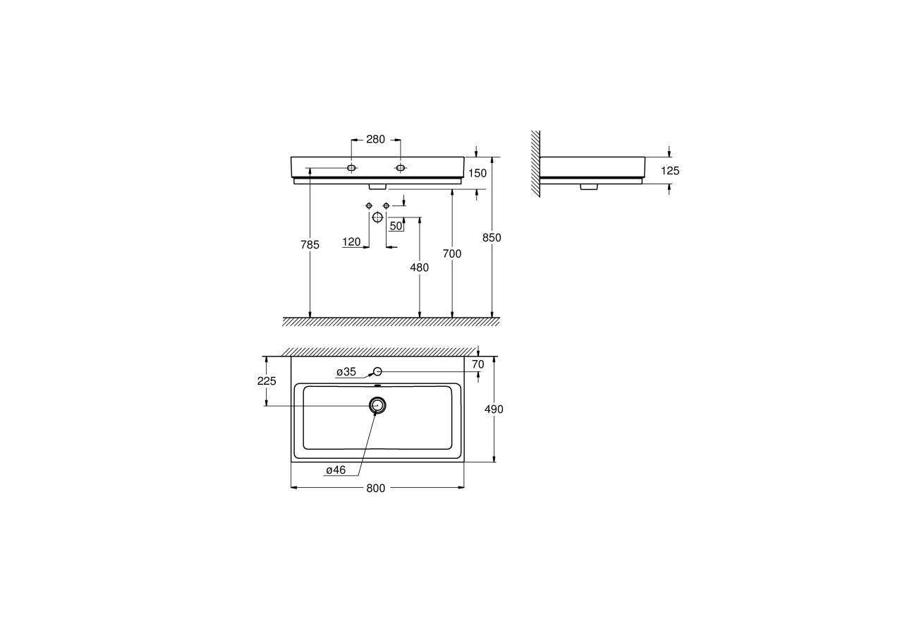 Раковина подвесная GROHE Cube Ceramic 80 см, альпин-белый (3946900H)
