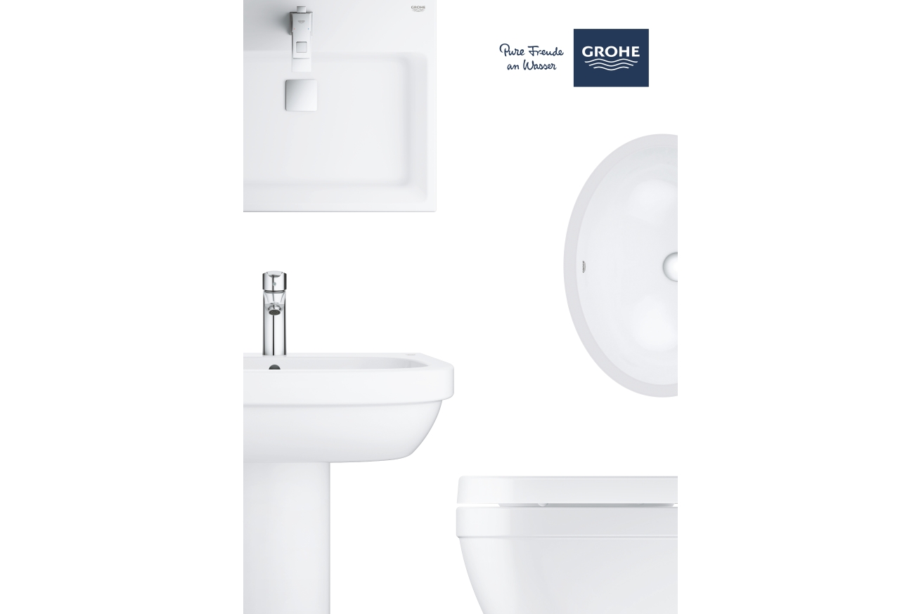 Раковина подвесная GROHE Cube Ceramic 60 см, альпин-белый (3947300H)