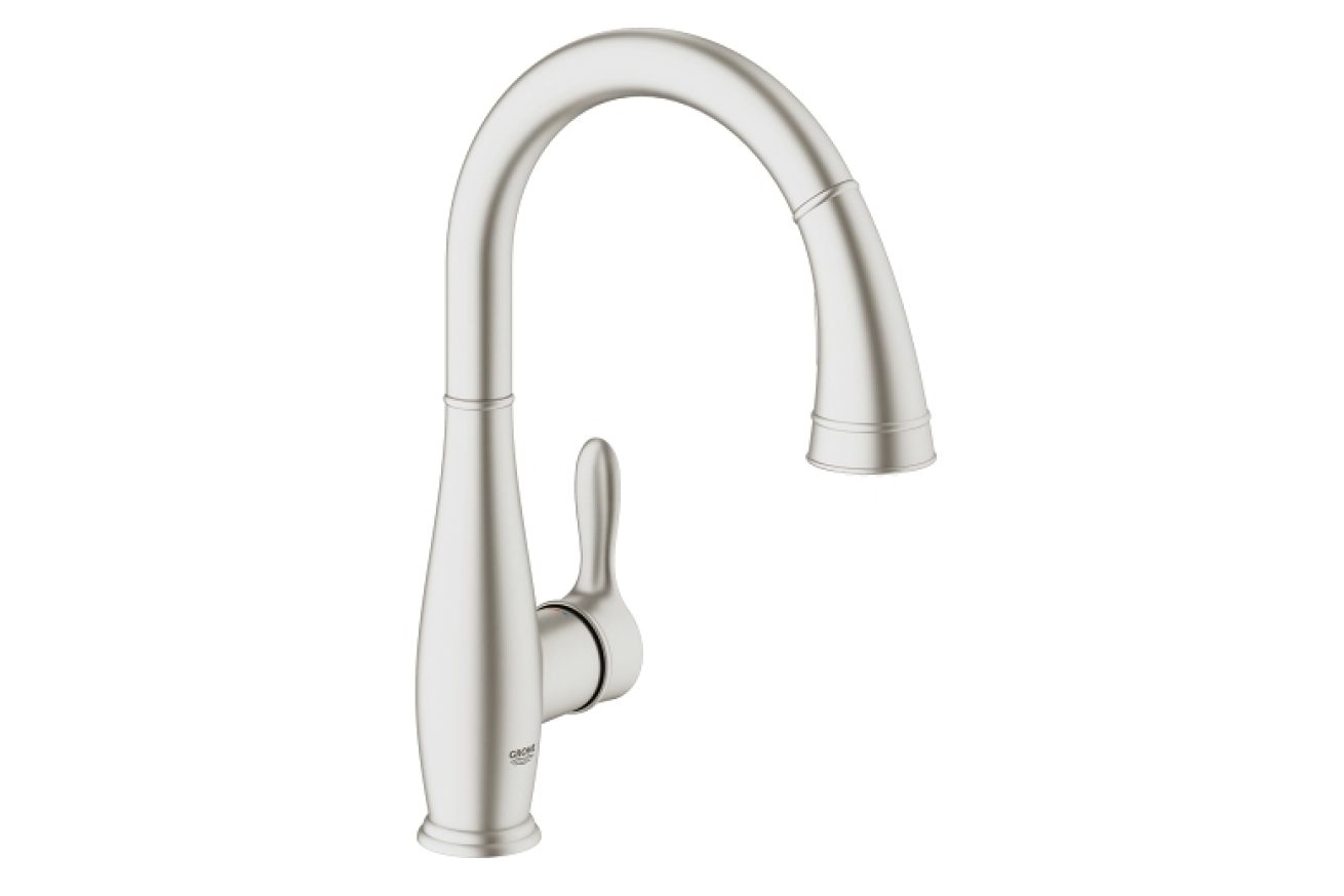 Смеситель для кухни GROHE Parkfield с вытяжным изливом, суперсталь (30215DC1)