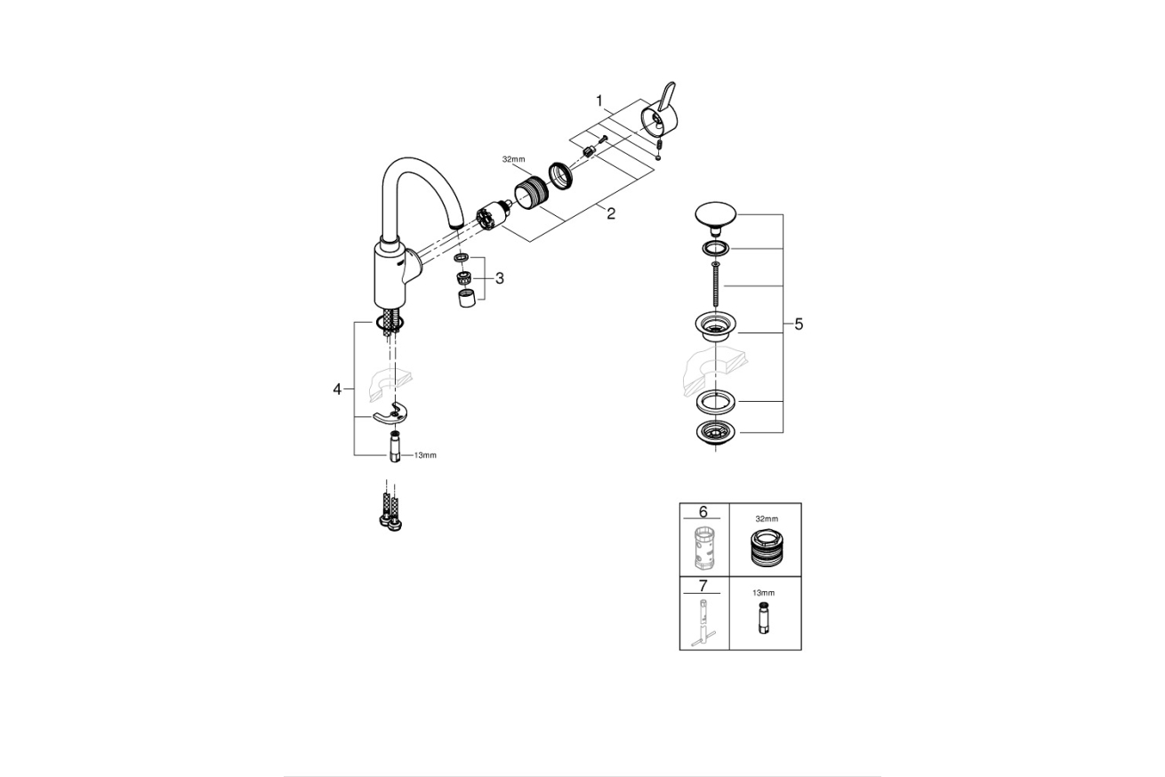 Смеситель для раковины GROHE Eurosmart Cosmopolitan, L-size, хром (23933001)