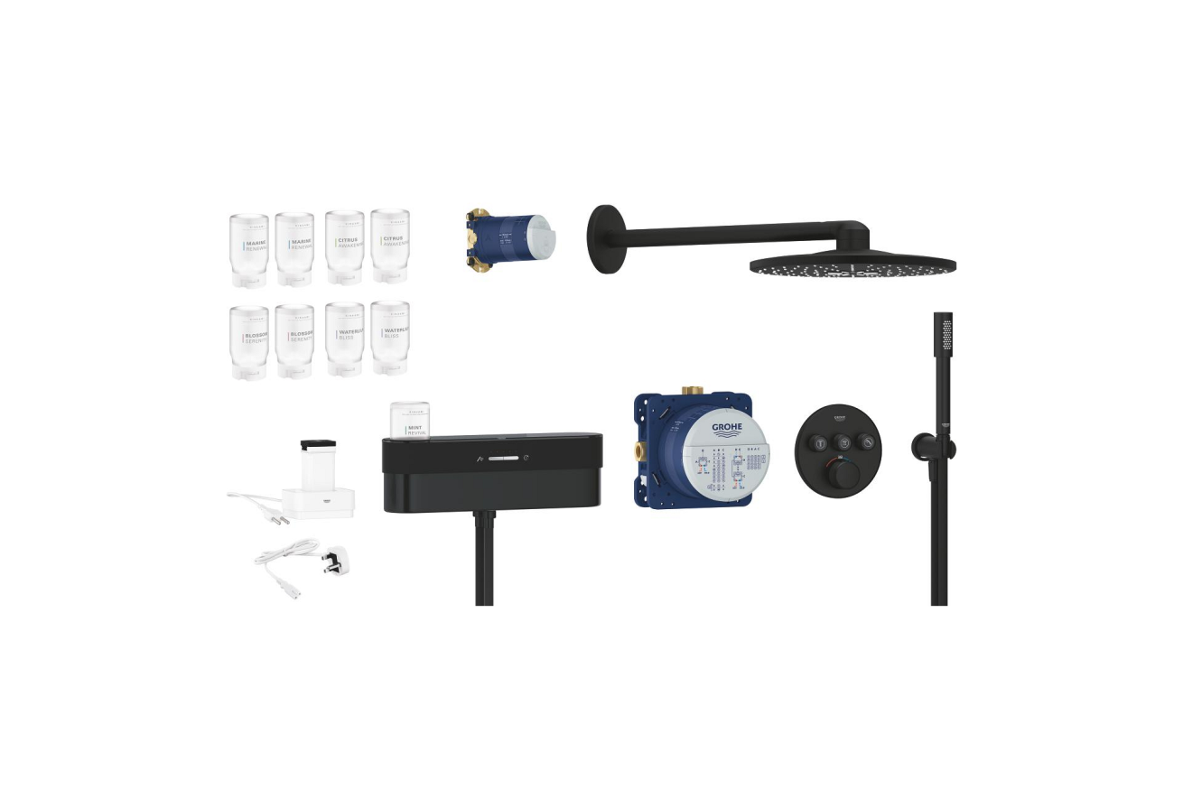 Душевая система GROHE SmartControl Purefoam с термостатом для душа, фантомный черный (105812KF00)