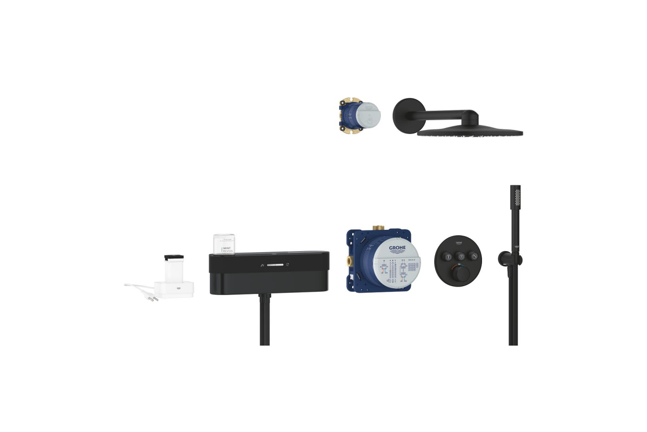 Душевая система GROHE SmartControl Purefoam с термостатом для душа, фантомный черный (105812KF00)