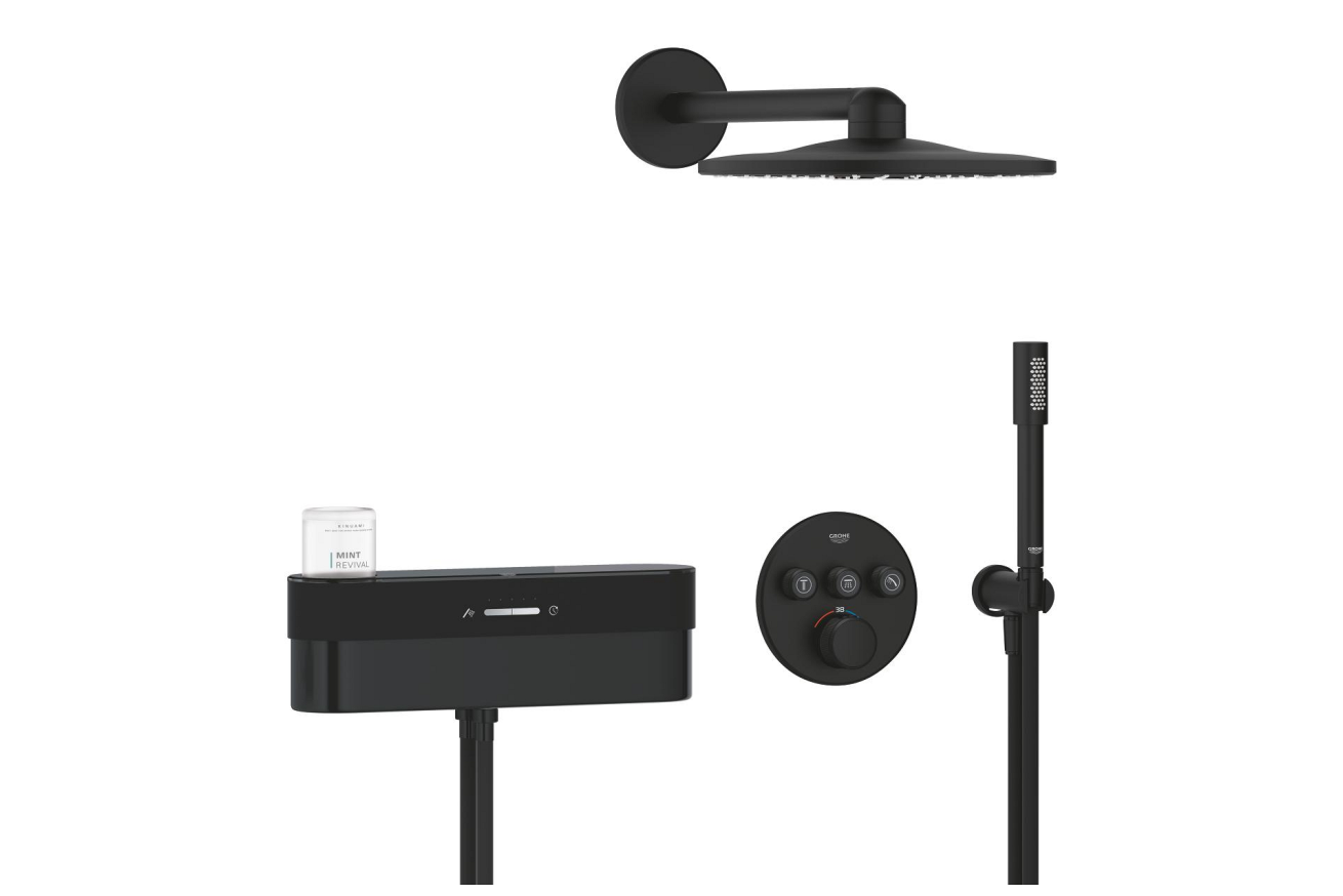 Душевая система GROHE SmartControl Purefoam с термостатом для душа, фантомный черный (105812KF00)