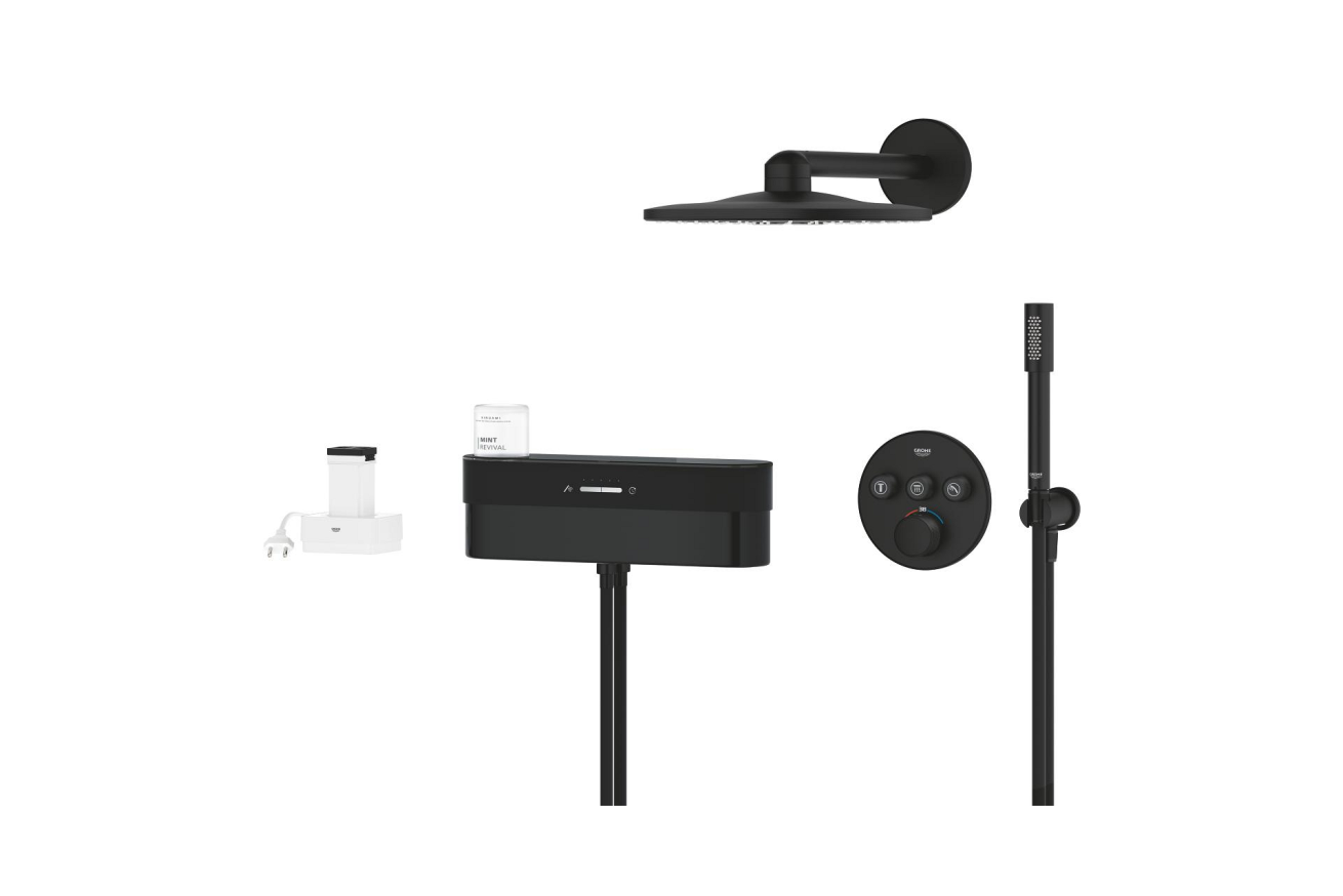 Душевая система GROHE SmartControl Purefoam с термостатом для душа, фантомный черный (105812KF00)