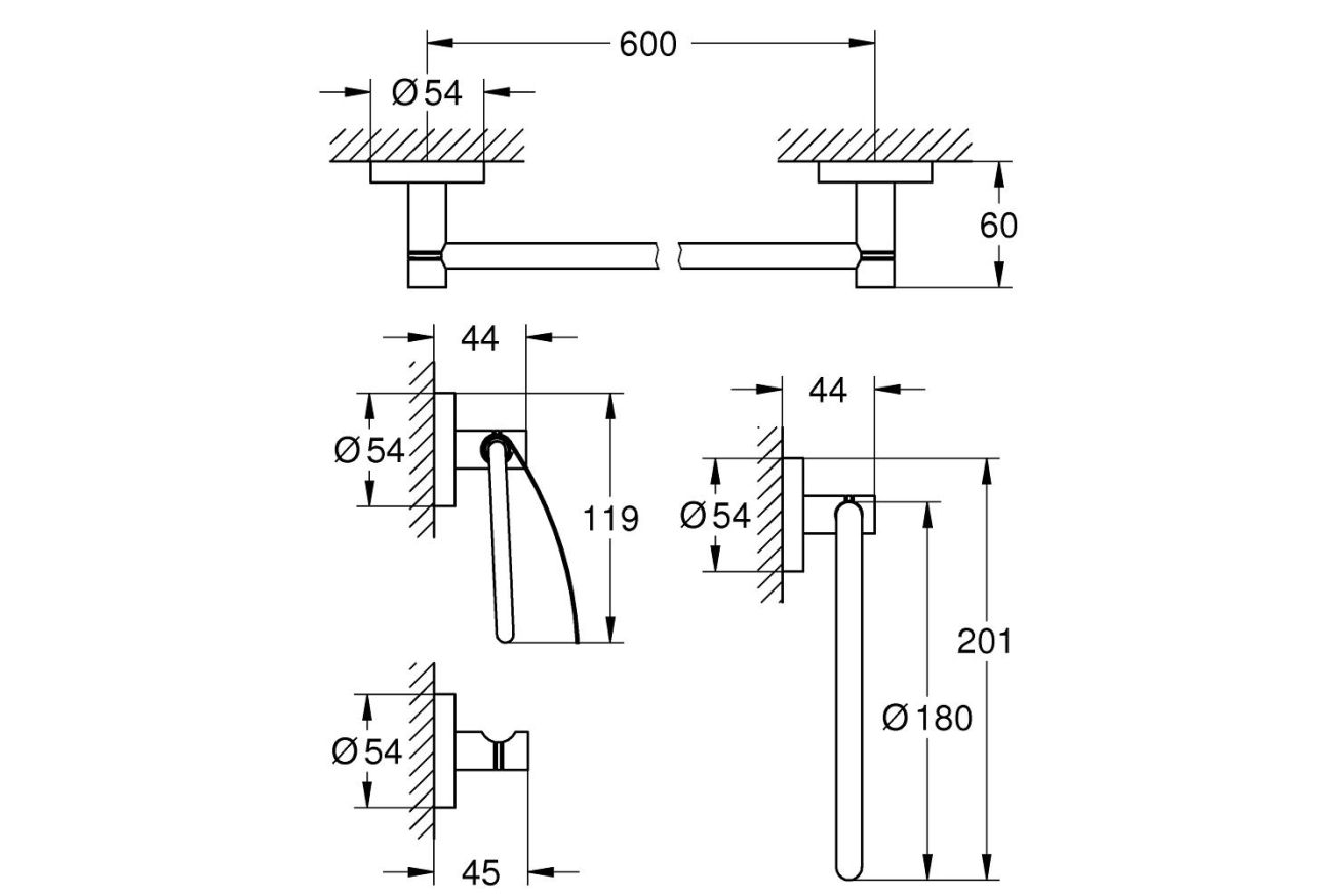 Набор аксессуаров GROHE Essentials (4 предмета), хром (40776001)