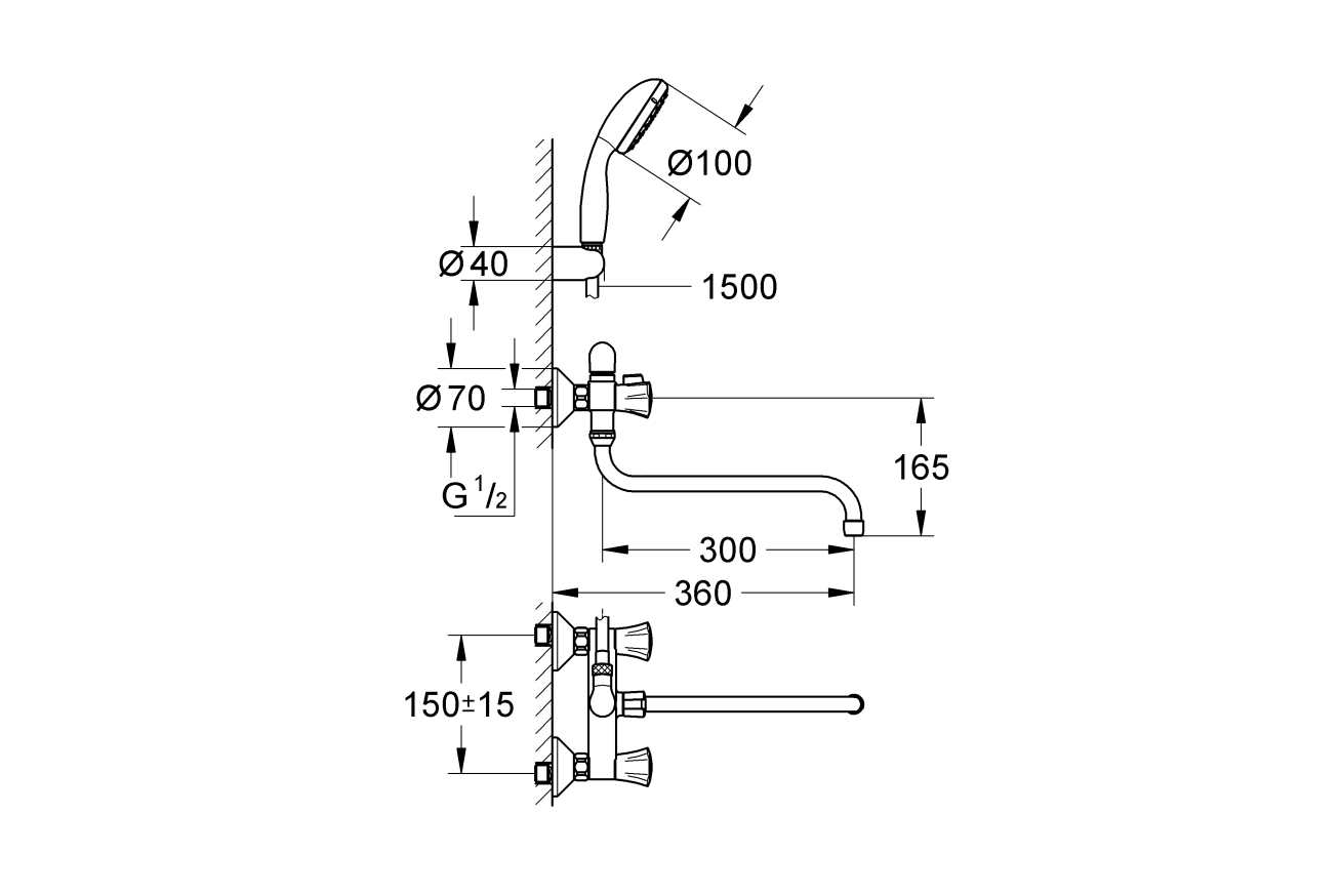 Смеситель для ванны GROHE Costa L, хром (2679010A)