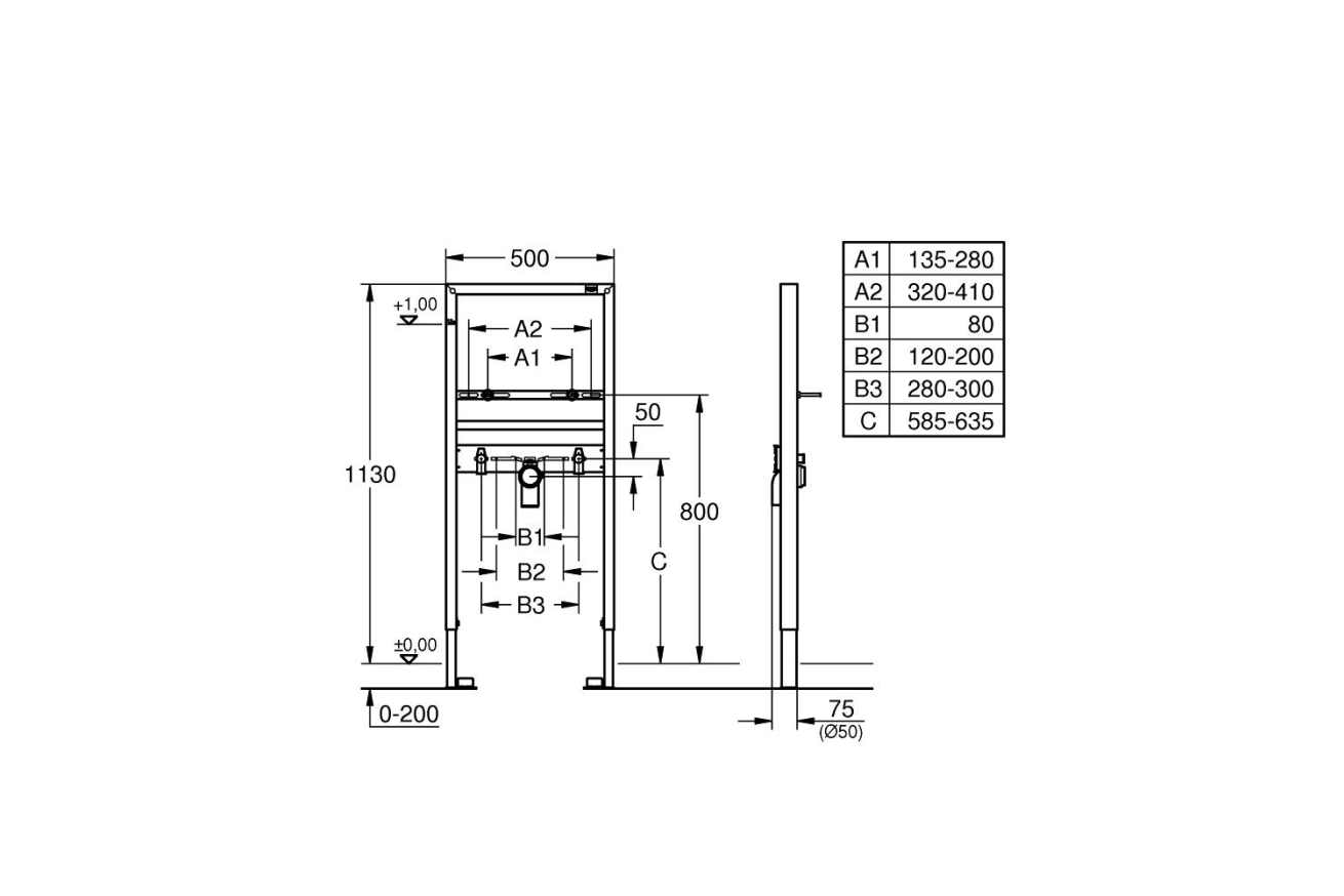 Система инсталляции для раковины GROHE Rapid SL (38554001)