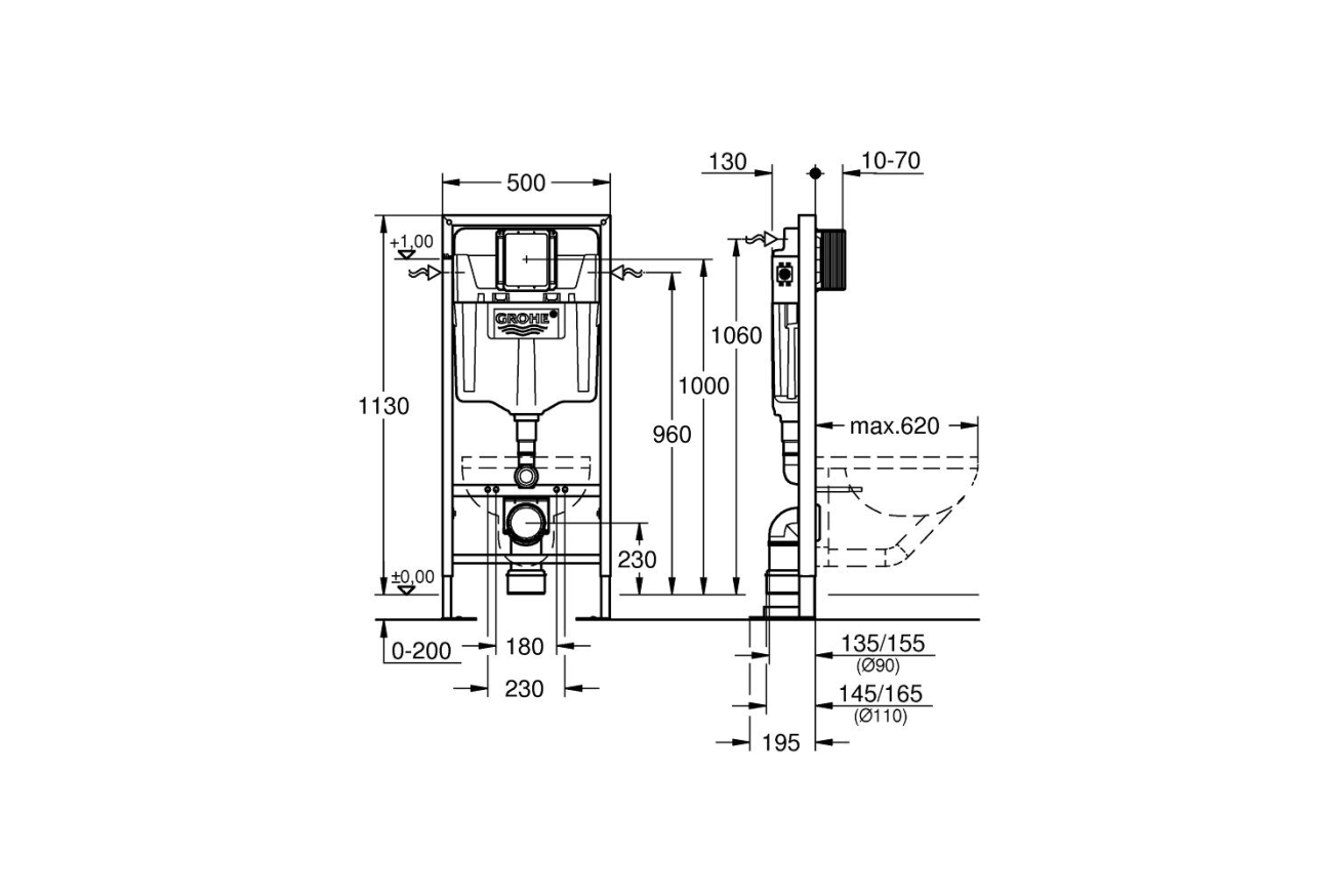 Система инсталляции для унитаза GROHE Rapid SL (38584001)