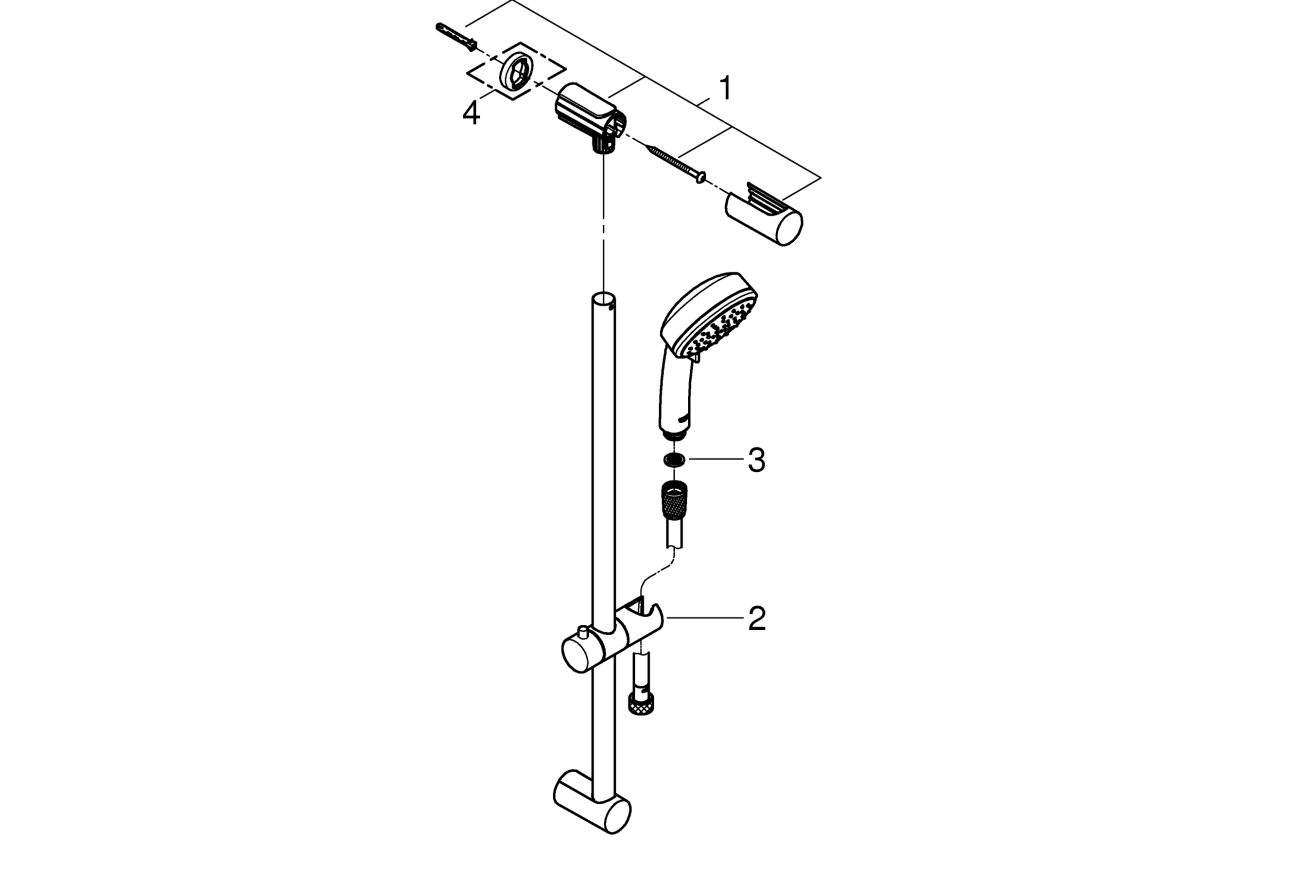 Душевой гарнитур GROHE Tempesta Cosmopolitan 100, 2 режима струи, душевая штанга 900 мм, 5,7 л/мин, хром (27788002)