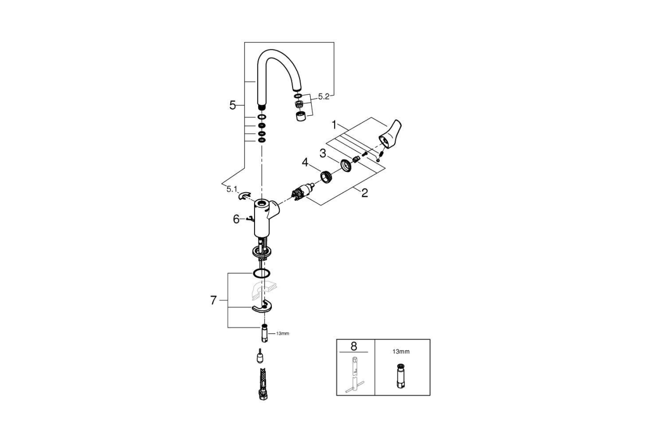 Смеситель для раковины GROHE Eurosmart, L-size, хром (23743003)