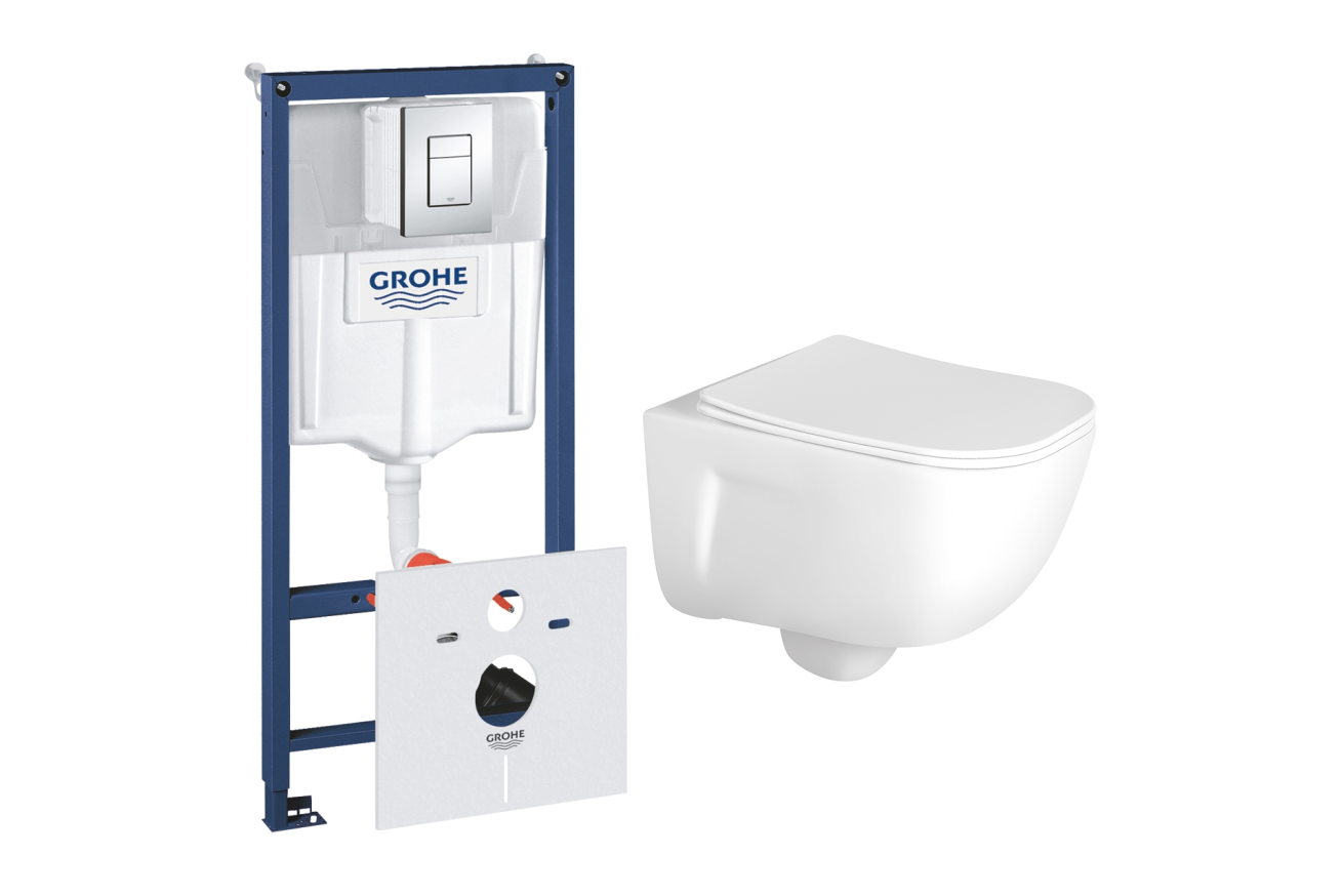 Комплект инсталляции GROHE Rapid SL 38775001 с унитазом Aquatek ДИВА AQ2012-00 и сиденьем с микролифтом (NW0321)