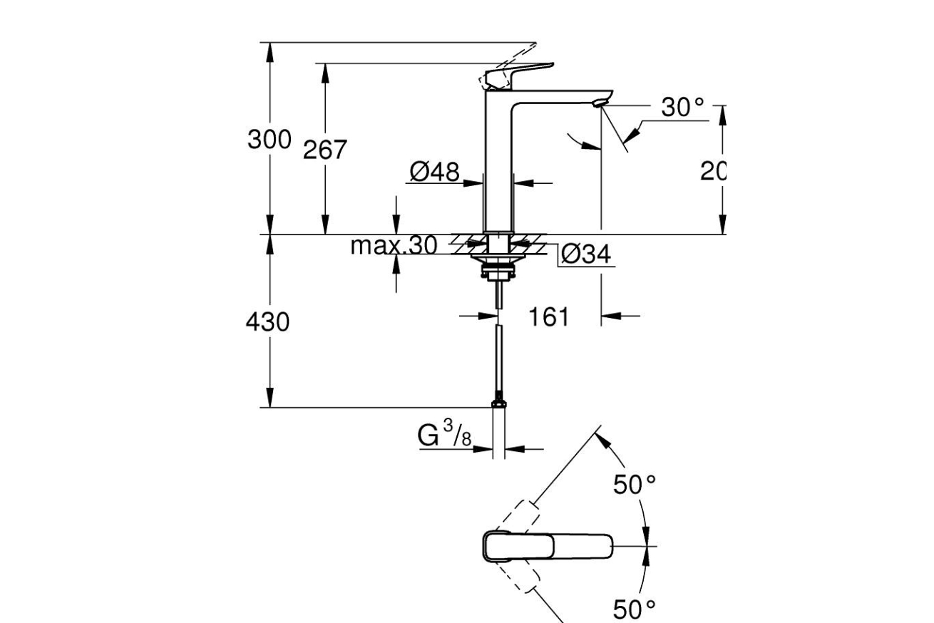 Смеситель для раковины GROHE Cubeo, XL-size, черный матовый (1017292430)