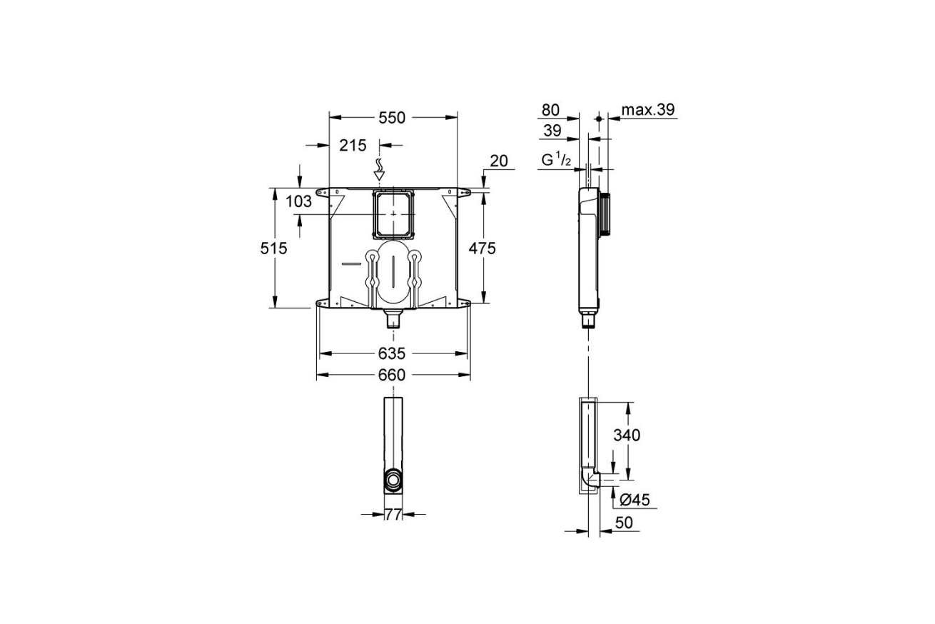 Смывной бачок для унитаза 80 мм GROHE (38863000)