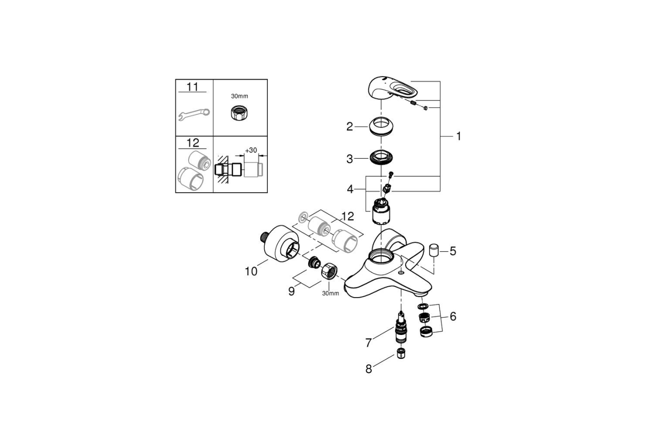 Готовый комплект для ванной комнаты GROHE Eurostyle new, белая луна (NB0019)