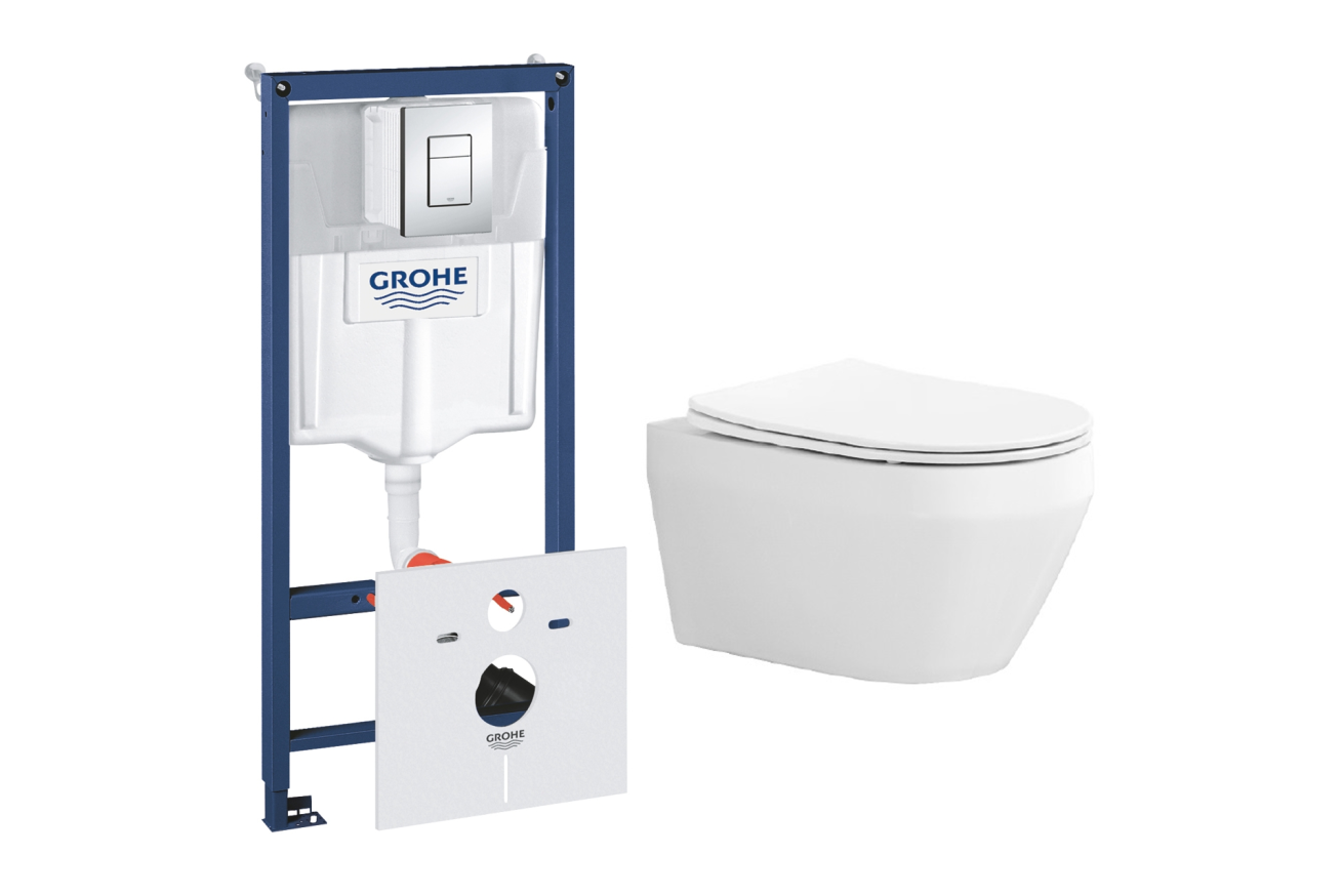 Комплект инсталляции GROHE Rapid SL 38775001 с унитазом Aquatek ЛЕЯ AQ1199T-00 и сиденьем с микролифтом (NW0269)