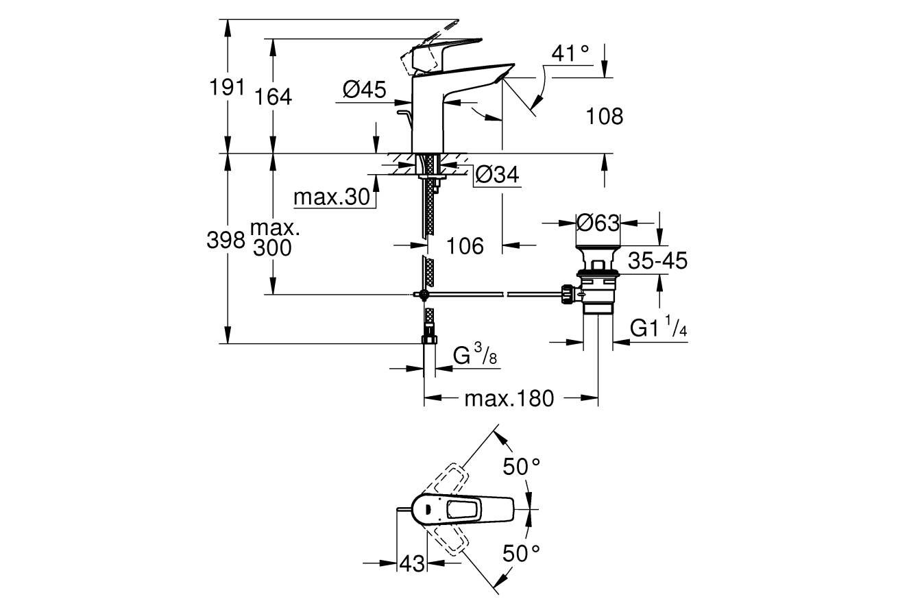 Смеситель для раковины GROHE BauLoop, M-size, хром (23762001)