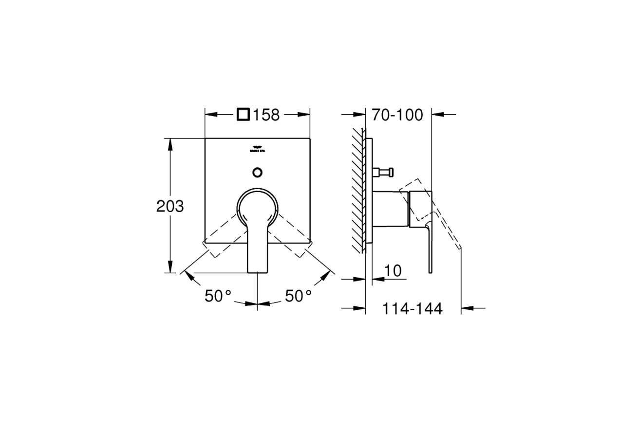 Внешняя часть смесителя для ванны GROHE Allure скрытого монтажа на 2 потребителя, квадратная, холодный рассвет матовый (19315GN1)