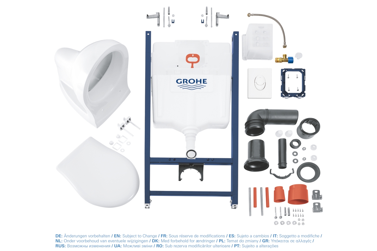 Комплект инсталляции GROHE Solido Compact 4 в 1 с подвесным унитазом Lecico Perth и сиденьем (39116000)