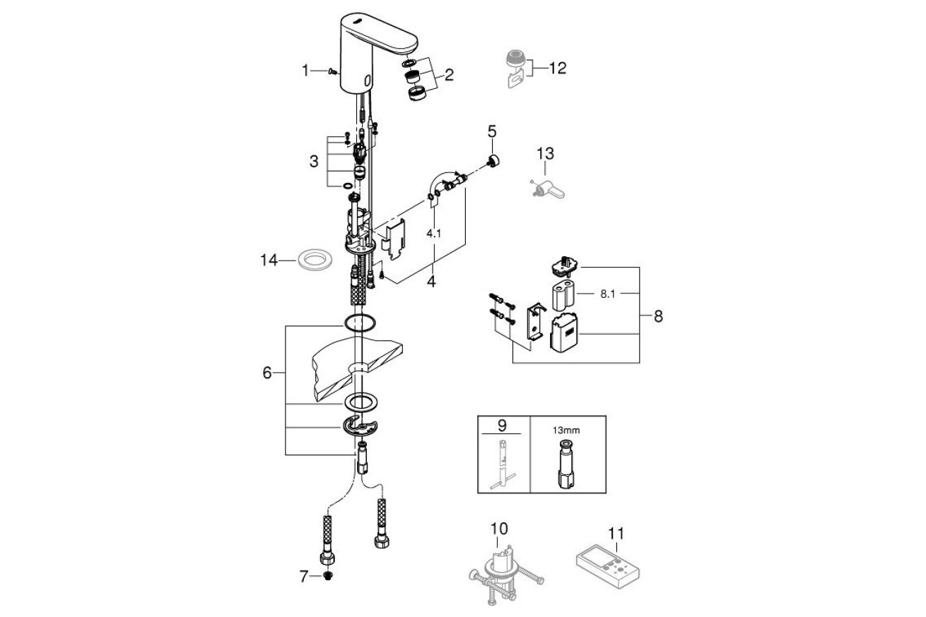 Смеситель для раковины GROHE Eurosmart Cosmopolitan E инфракрасный, хром (36330002)