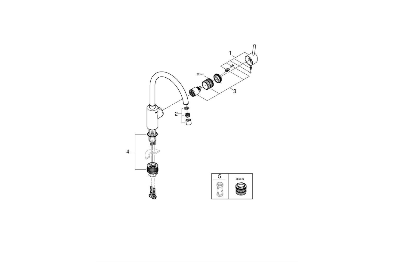 Смеситель для кухни GROHE Concetto, хром (32661003)