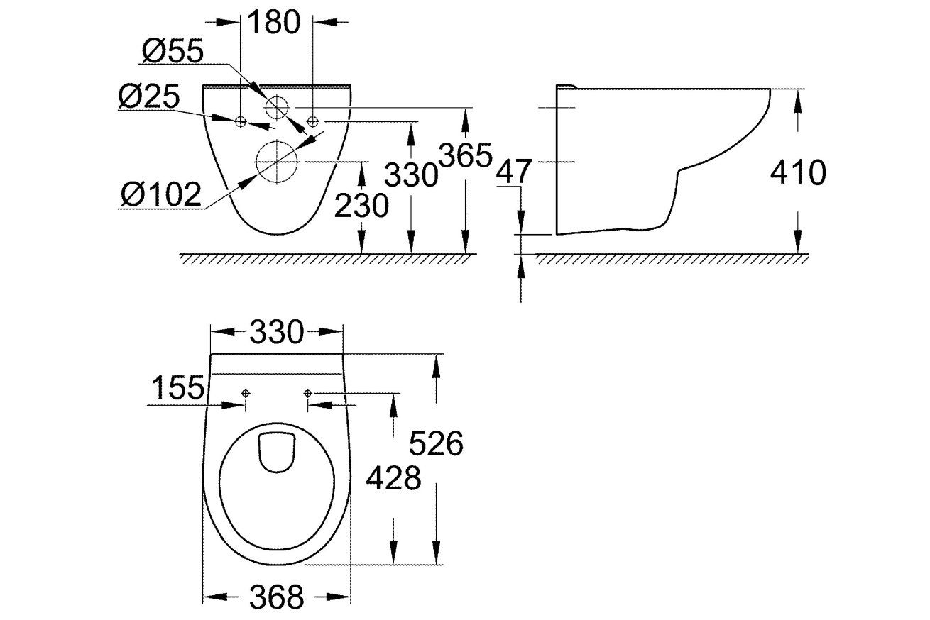 Унитаз подвесной GROHE Bau Ceramic с сиденьем (NW0104)
