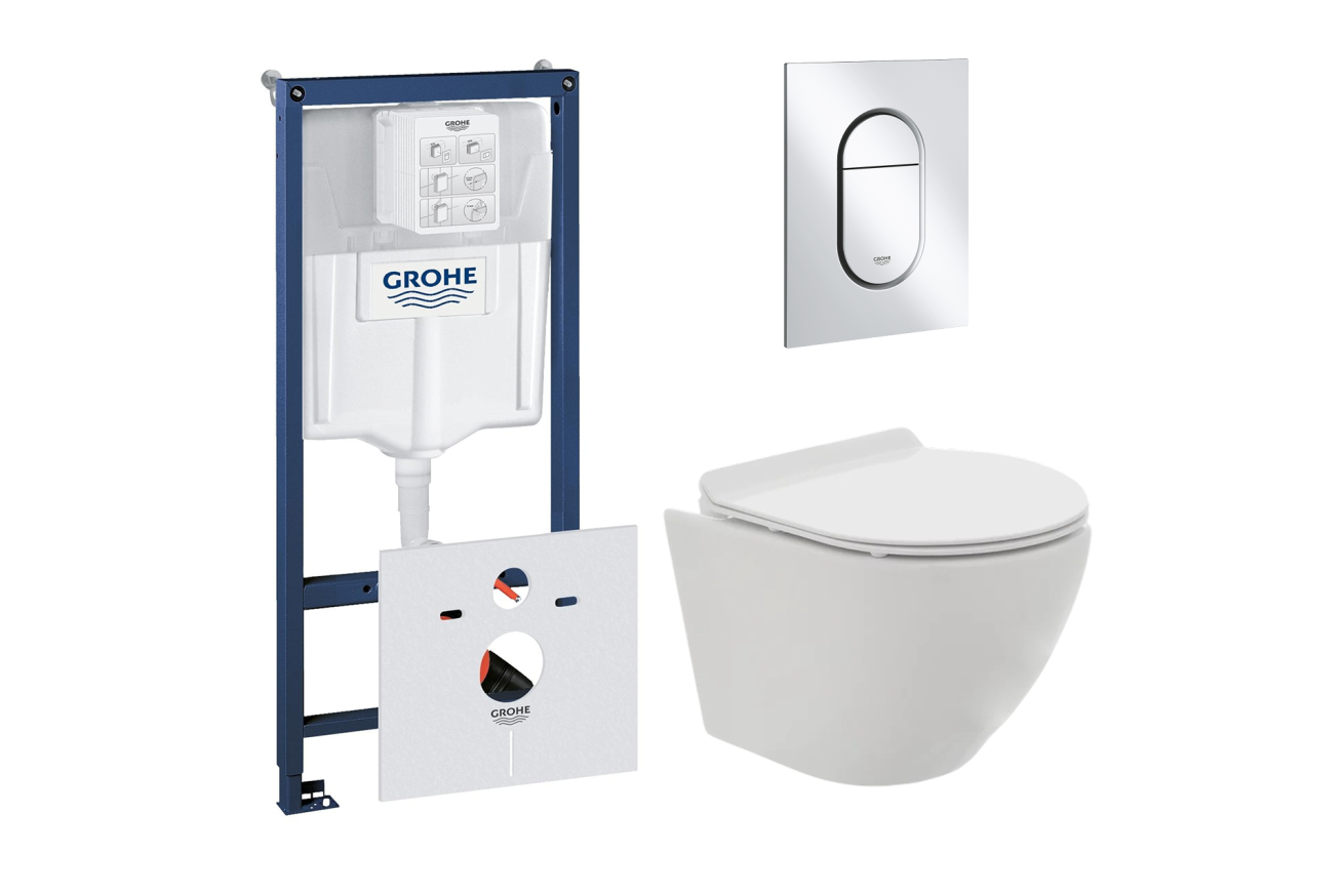 Комплект инсталляции GROHE NW0145/S с унитазом AQUAme AQM2002 и сиденьем с микролифтом (NW0182)