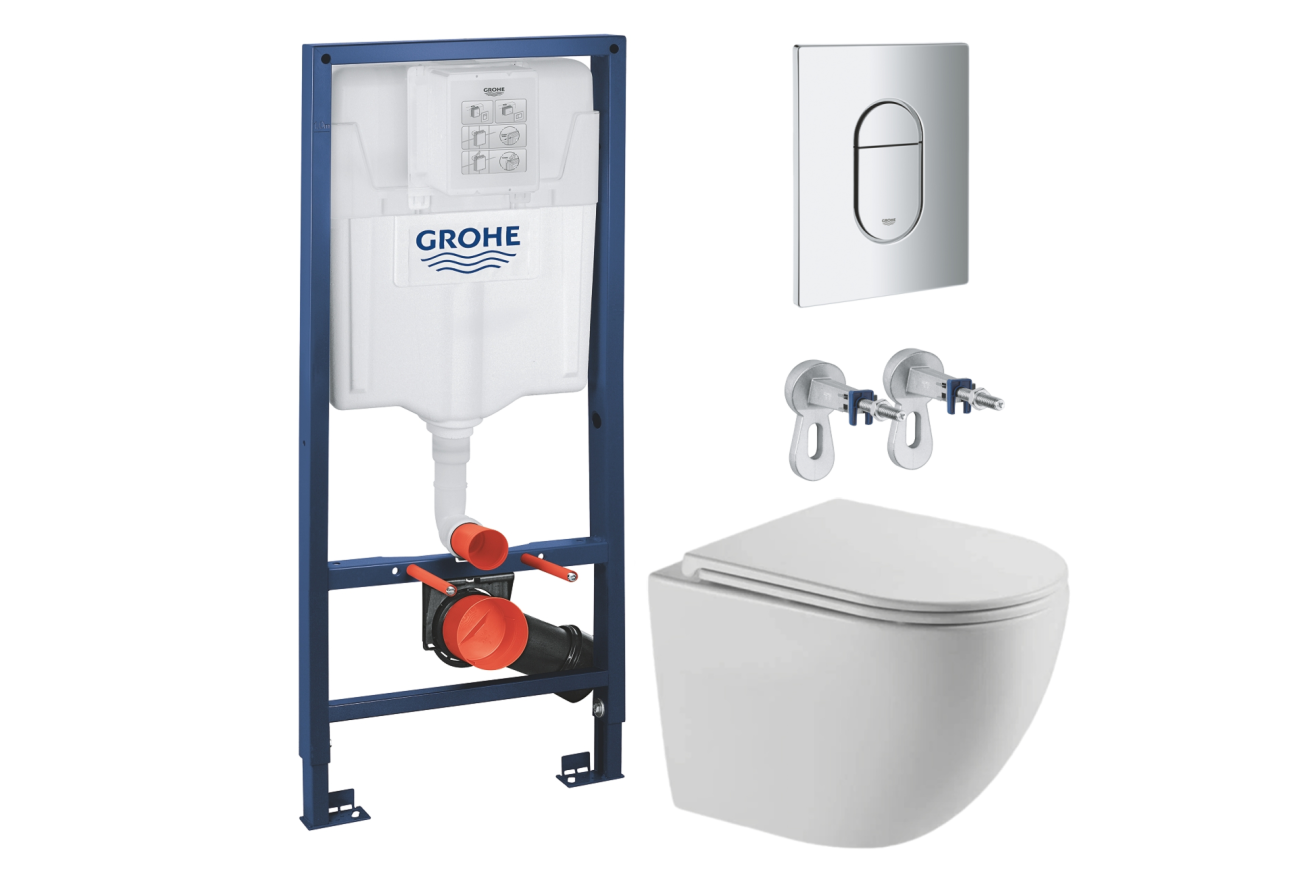 Комплект инсталляции GROHE Rapid SL NW0145/S с унитазом AQUAme AQM2002L и сиденьем с микролифтом, смыв Quiet (NW0271)