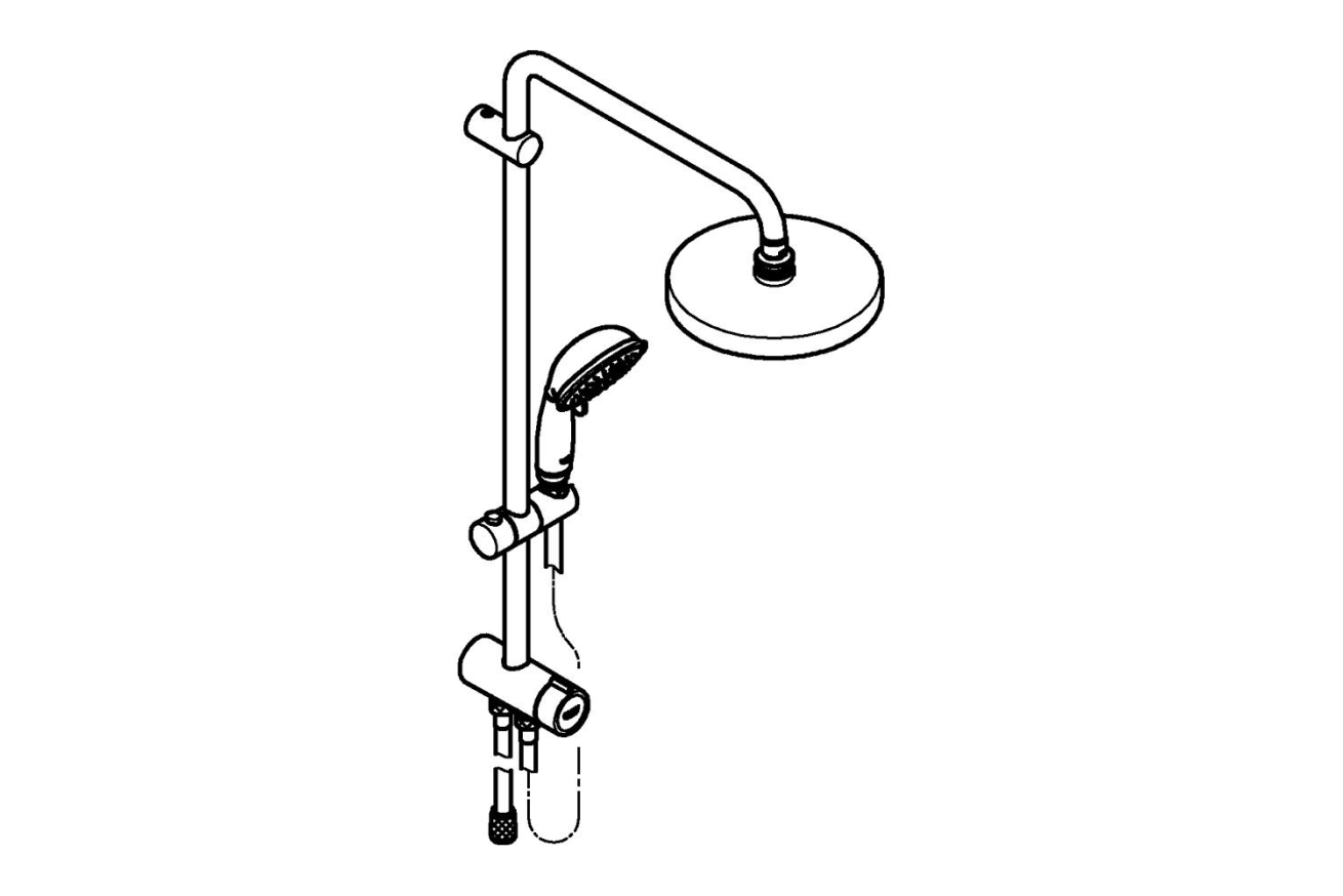 Душевая система GROHE New Tempesta Rustic 200 с переключателем потоков, хром (27399002)