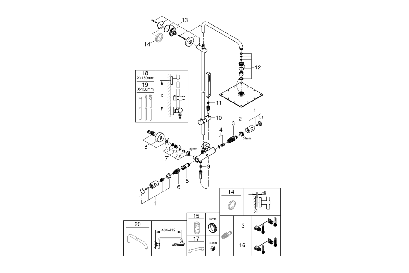 Душевая система GROHE Euphoria System 230 с термостатом для душа, хром (26187000)